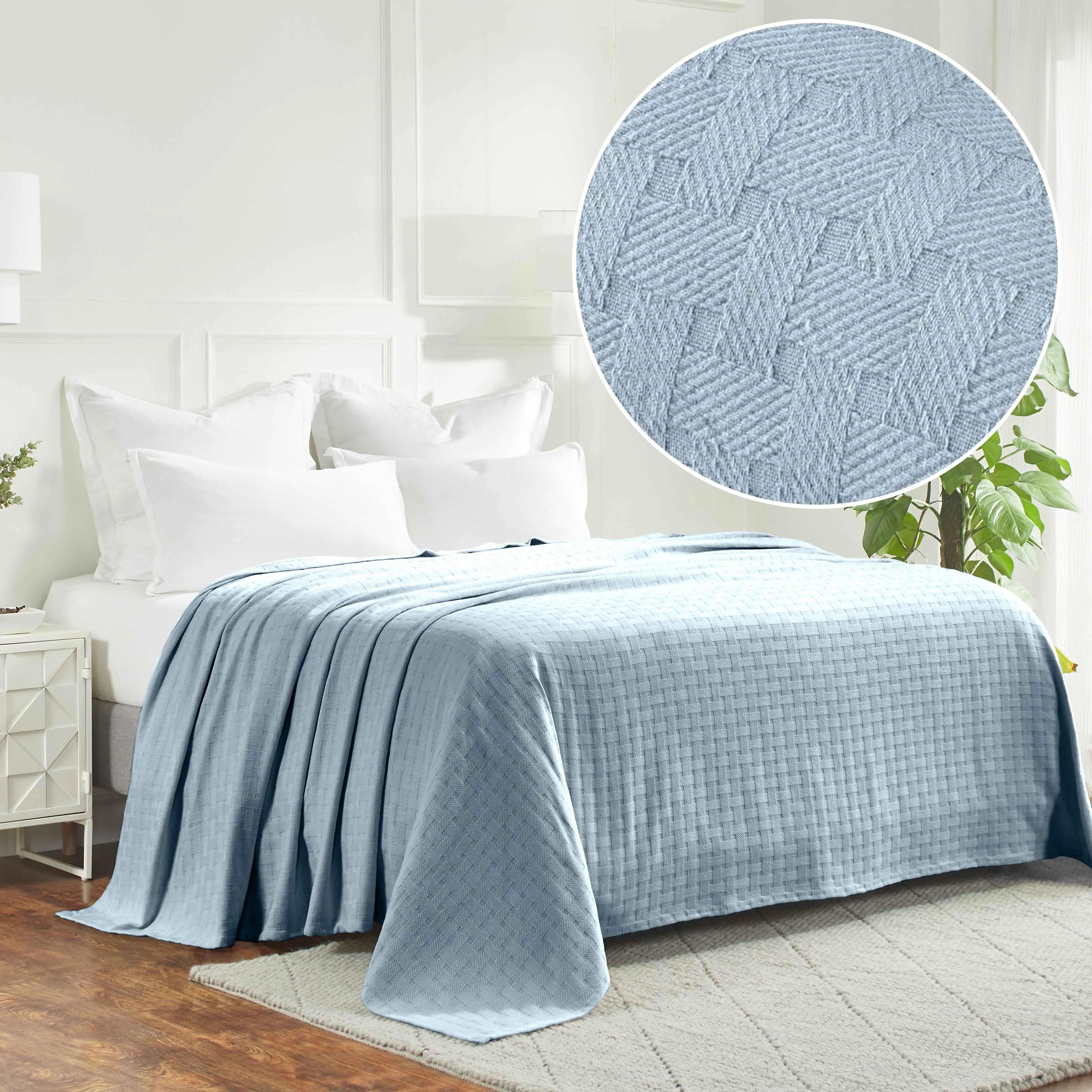 Basketweave All Season Cotton Blanket