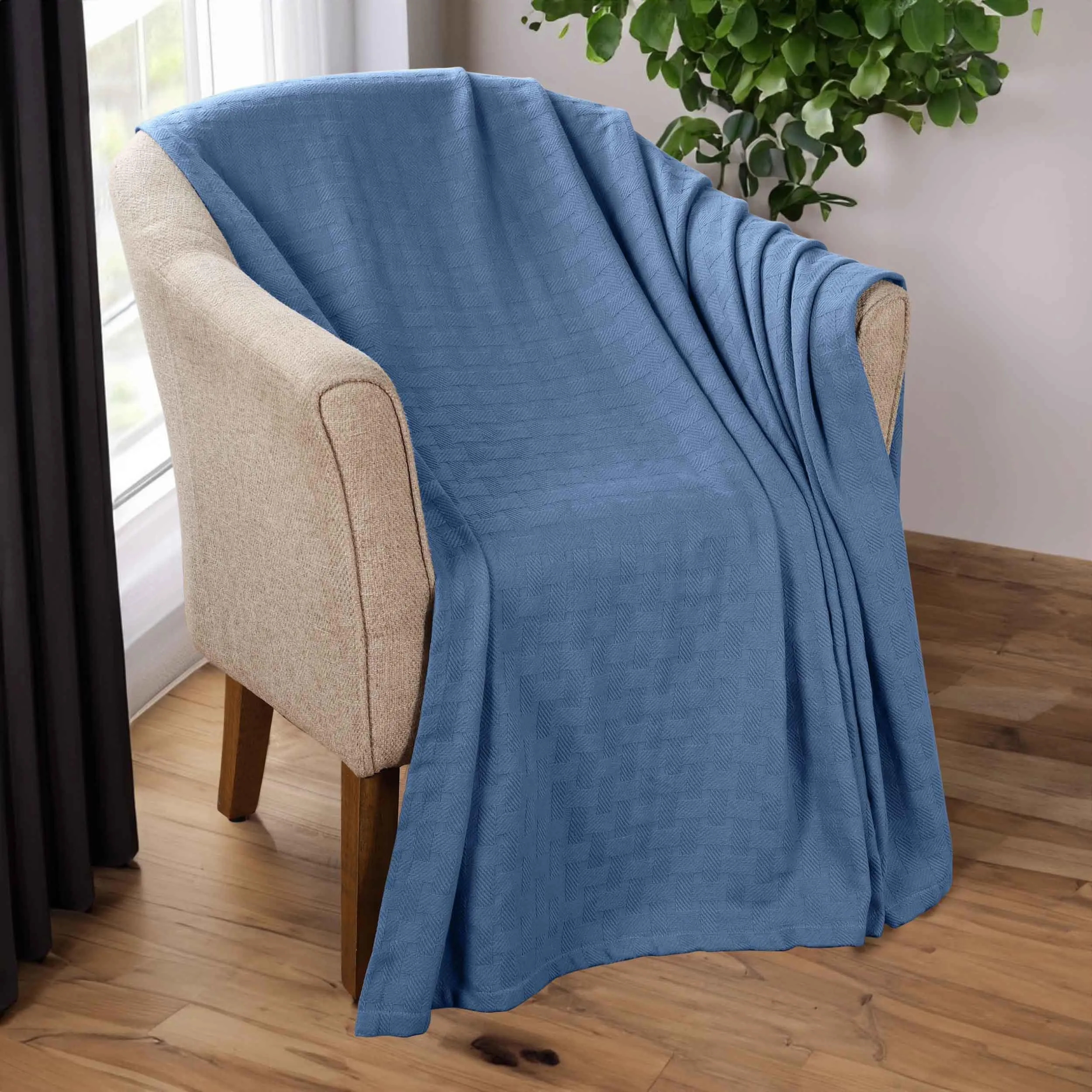 Basketweave All Season Cotton Blanket