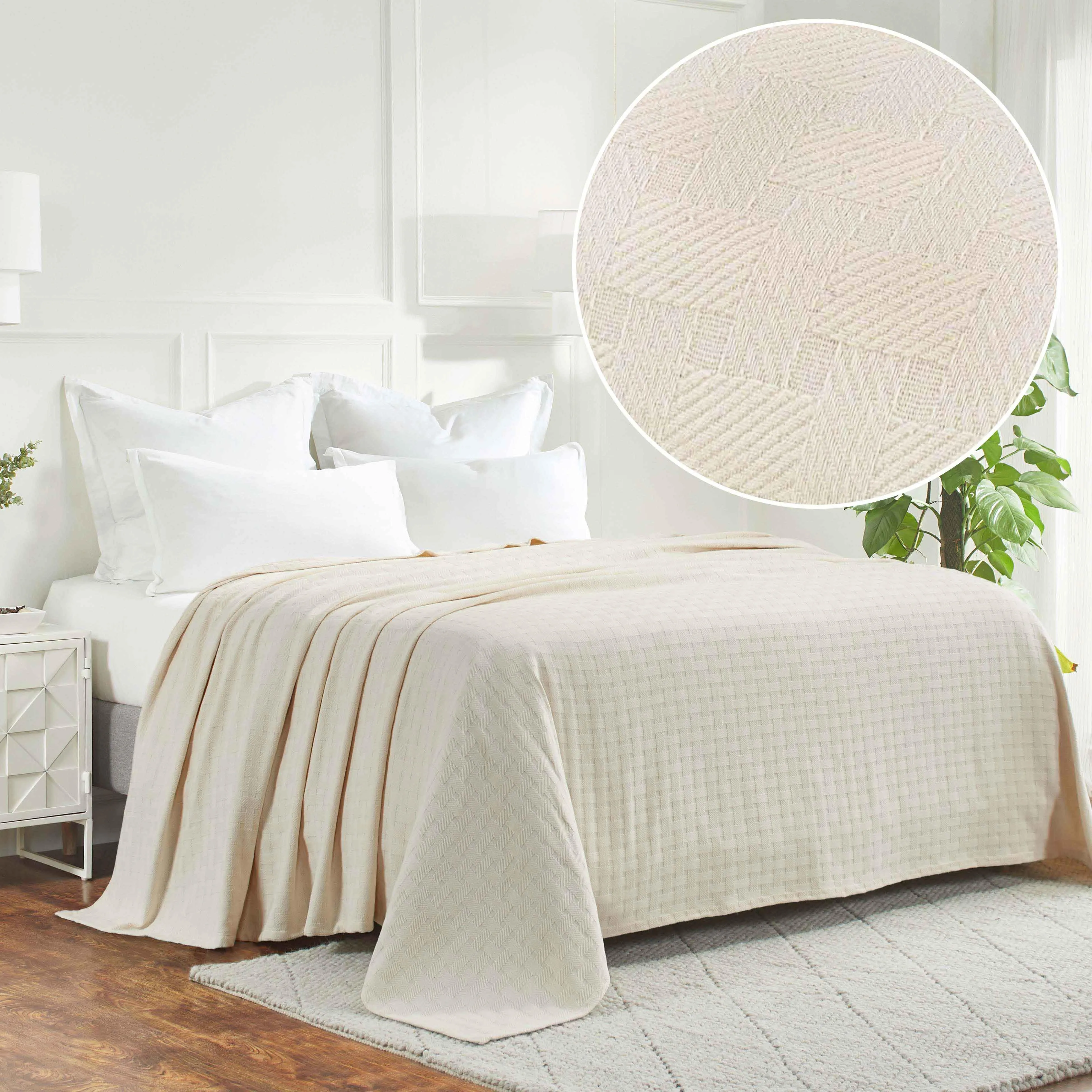 Basketweave All Season Cotton Blanket
