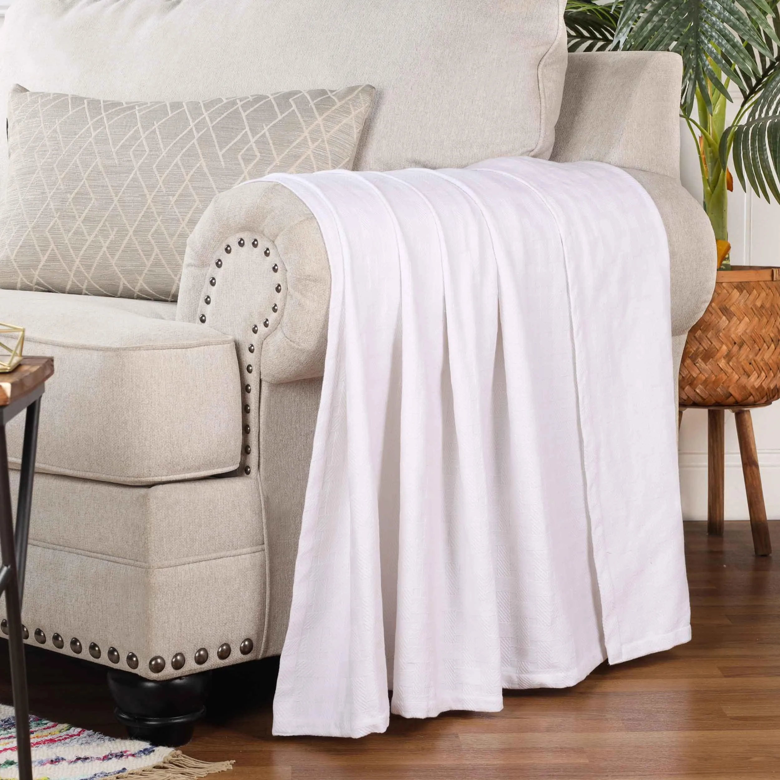 Basketweave All Season Cotton Blanket