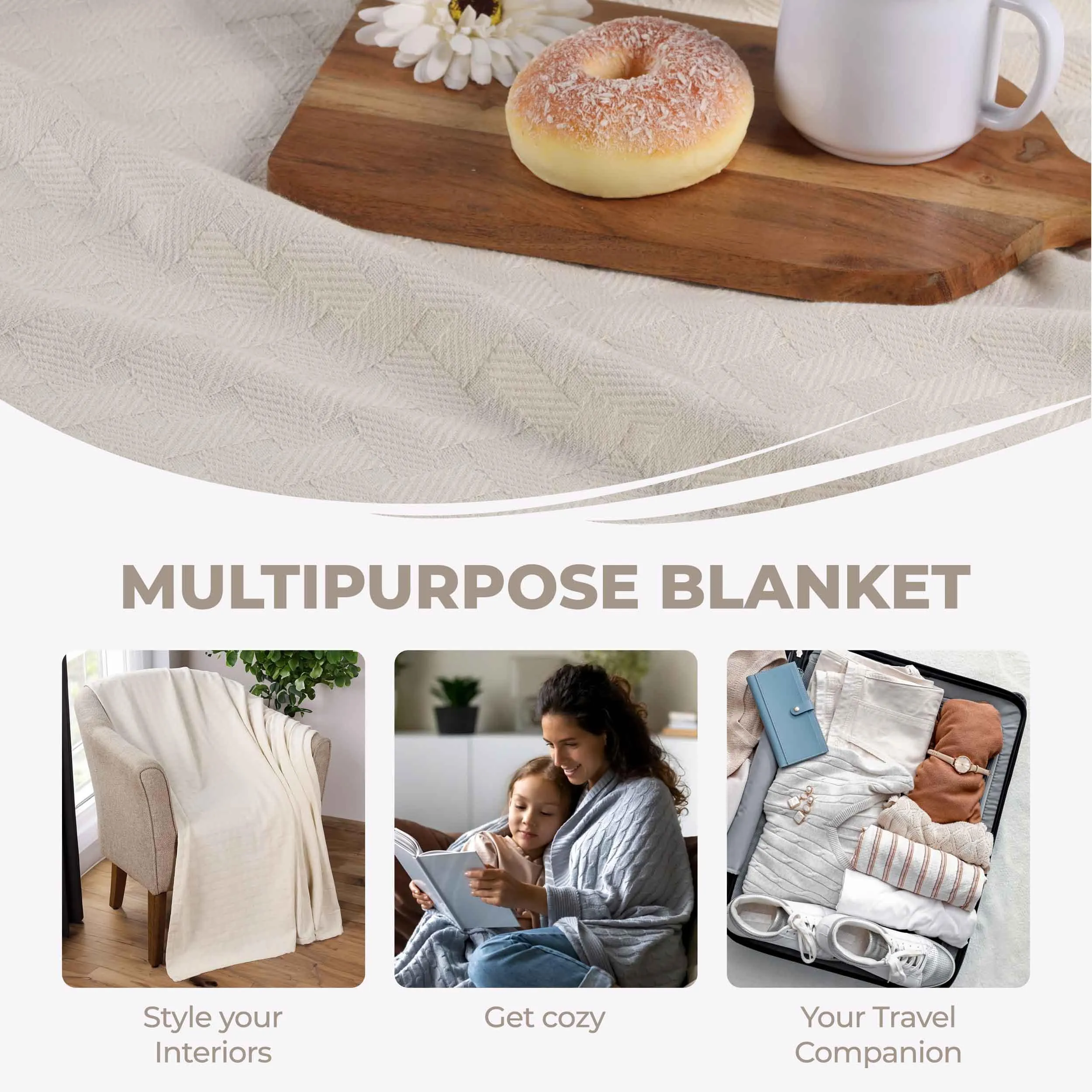 Basketweave All Season Cotton Blanket