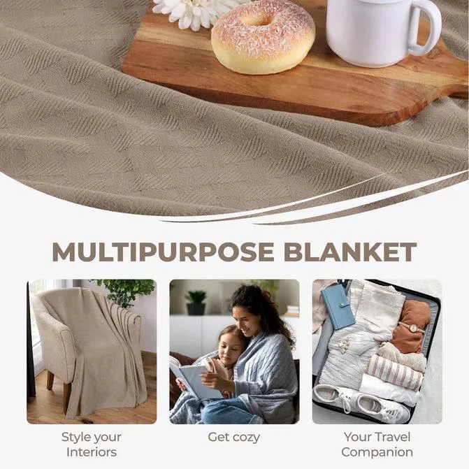 Basketweave All Season Cotton Blanket
