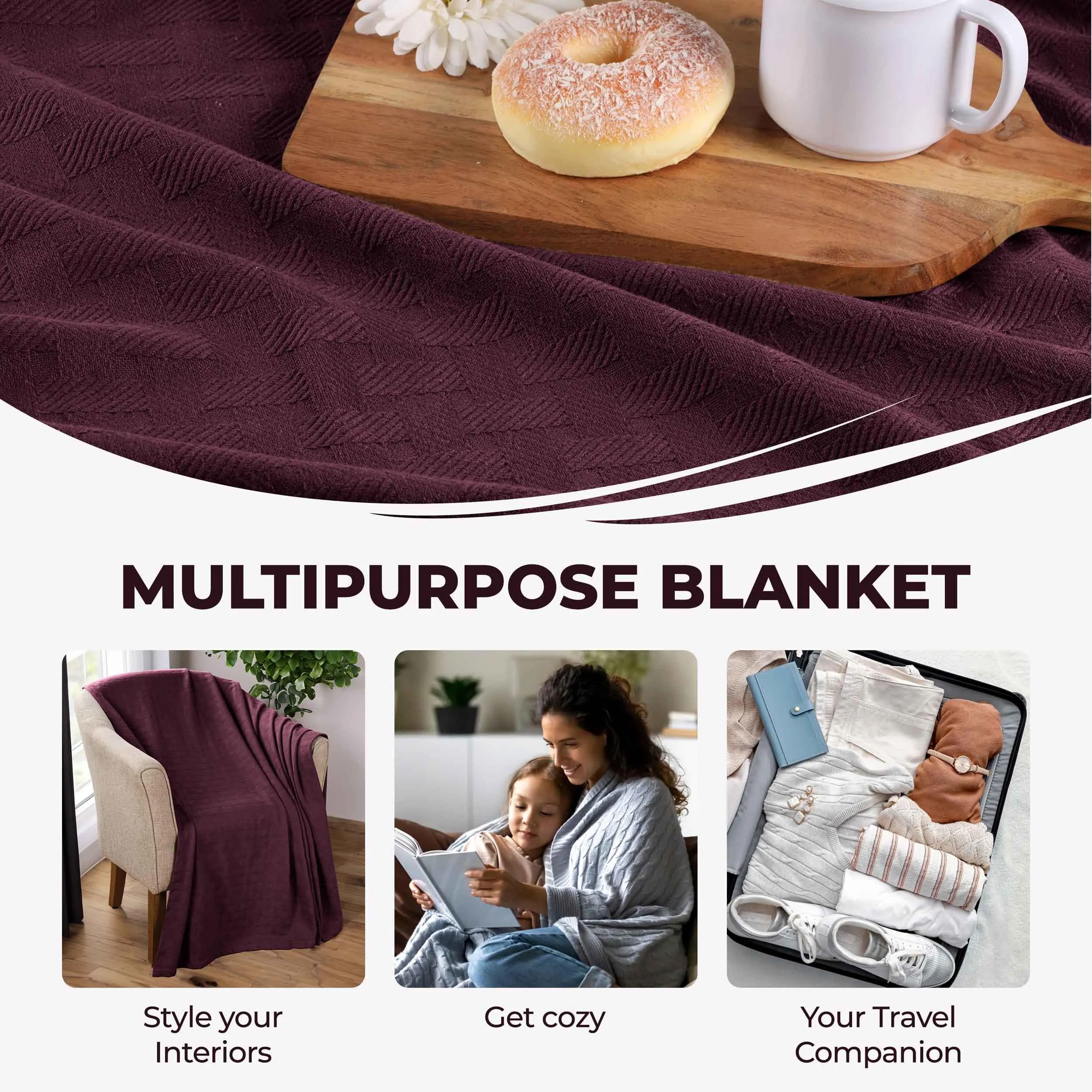 Basketweave All Season Cotton Blanket