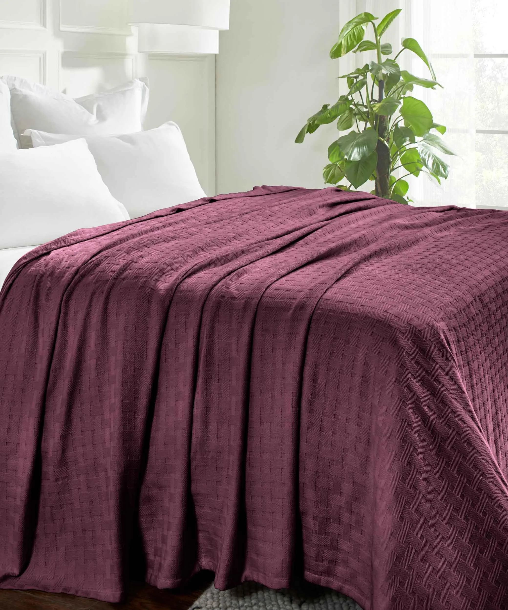 Basketweave All Season Cotton Blanket