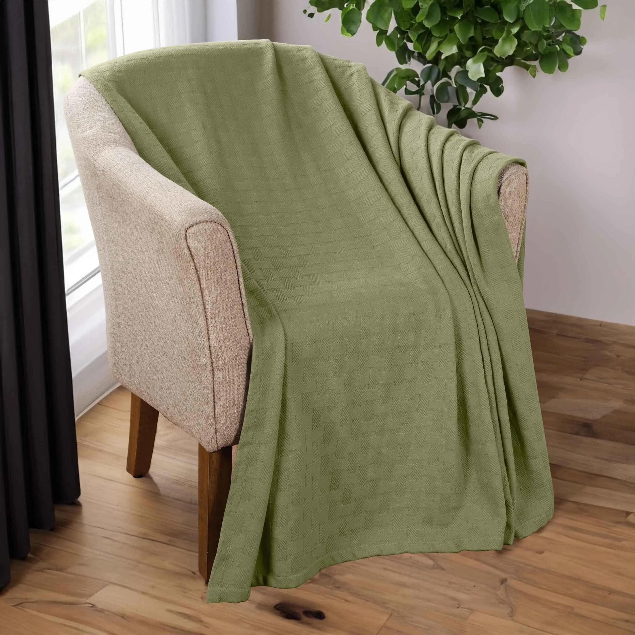 Basketweave All Season Cotton Blanket