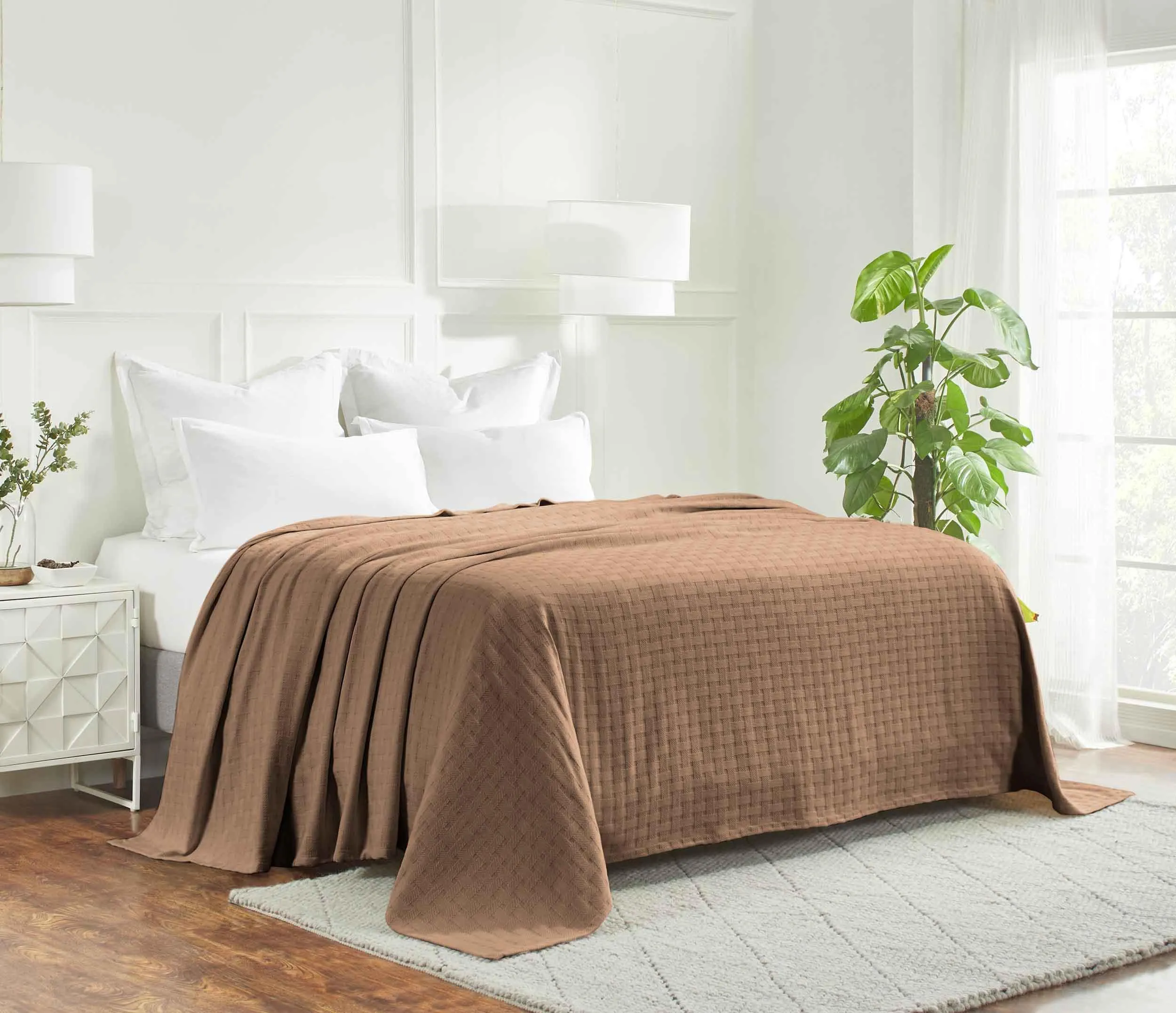 Basketweave All Season Cotton Blanket