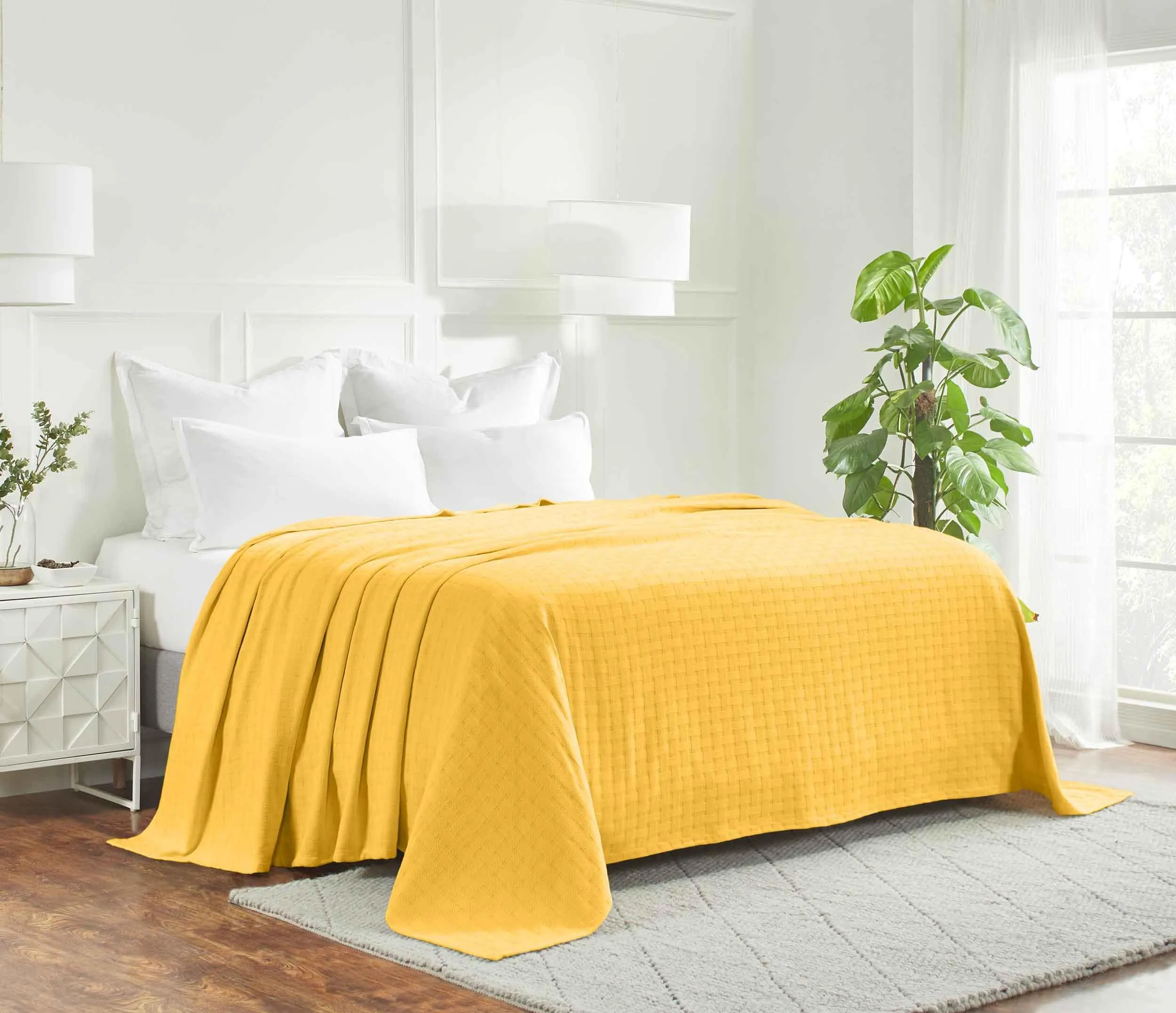 Basketweave All Season Cotton Blanket
