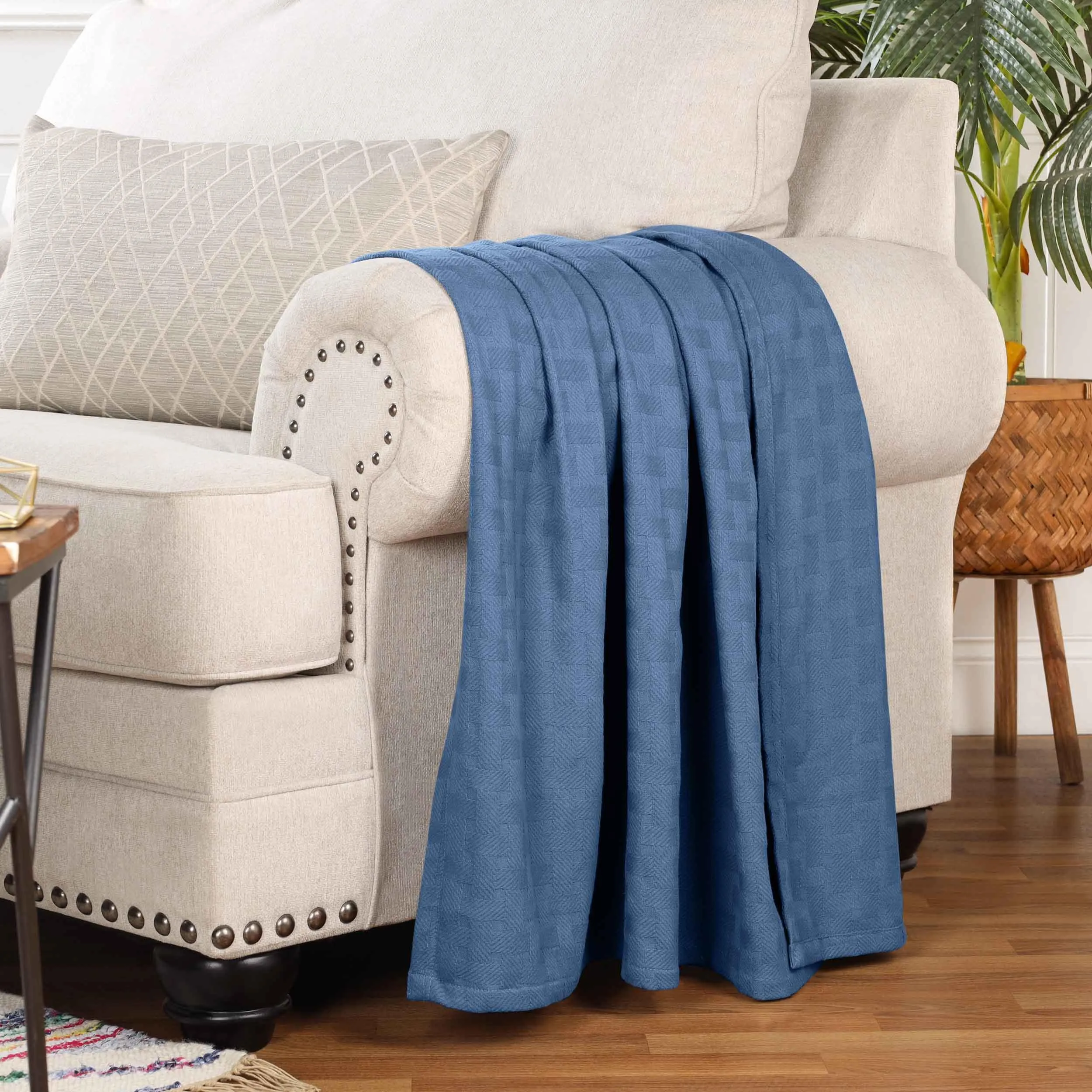 Basketweave All Season Cotton Blanket