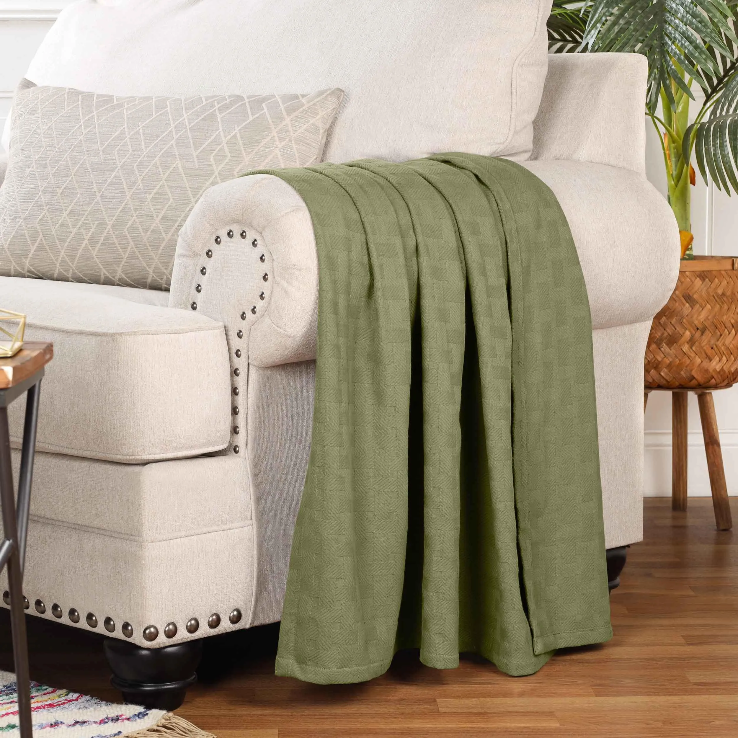 Basketweave All Season Cotton Blanket
