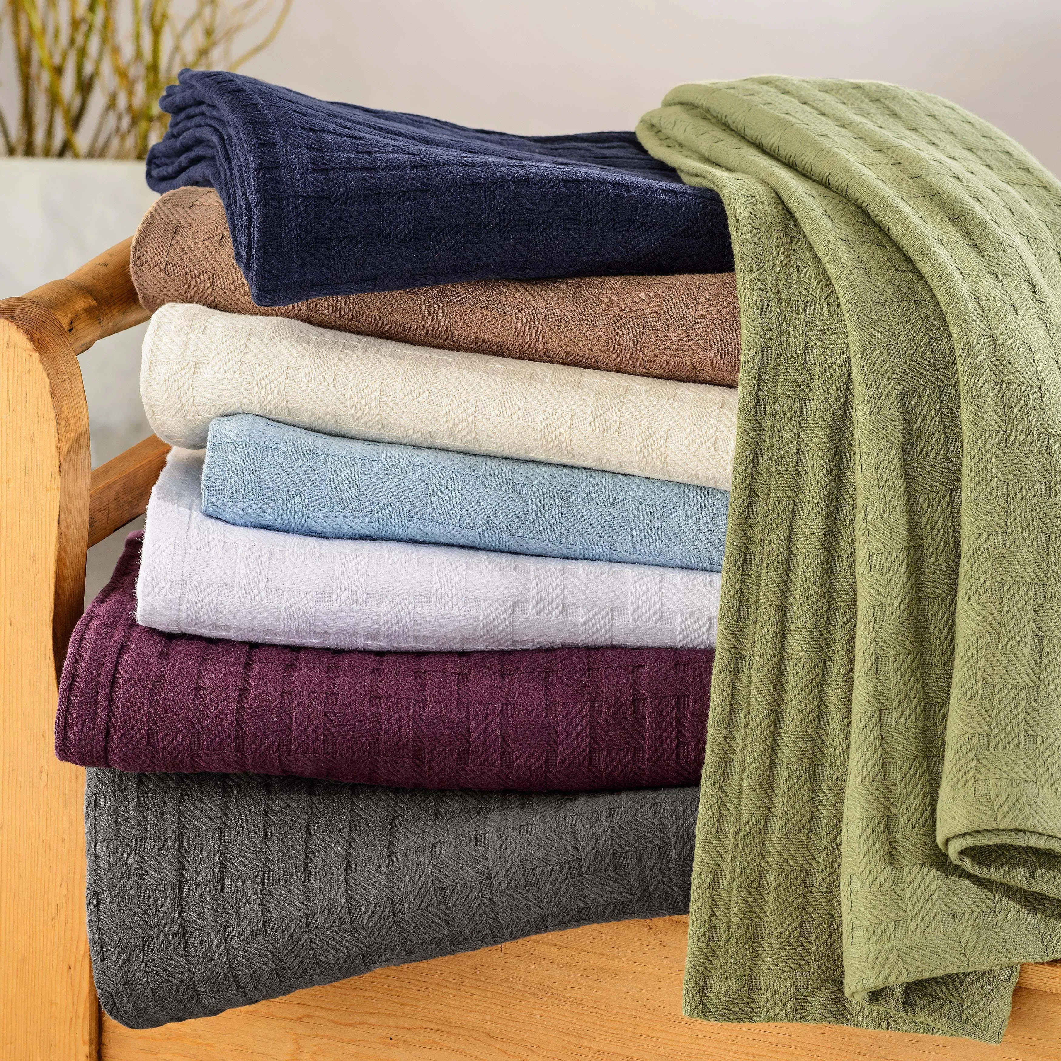Basketweave All Season Cotton Blanket
