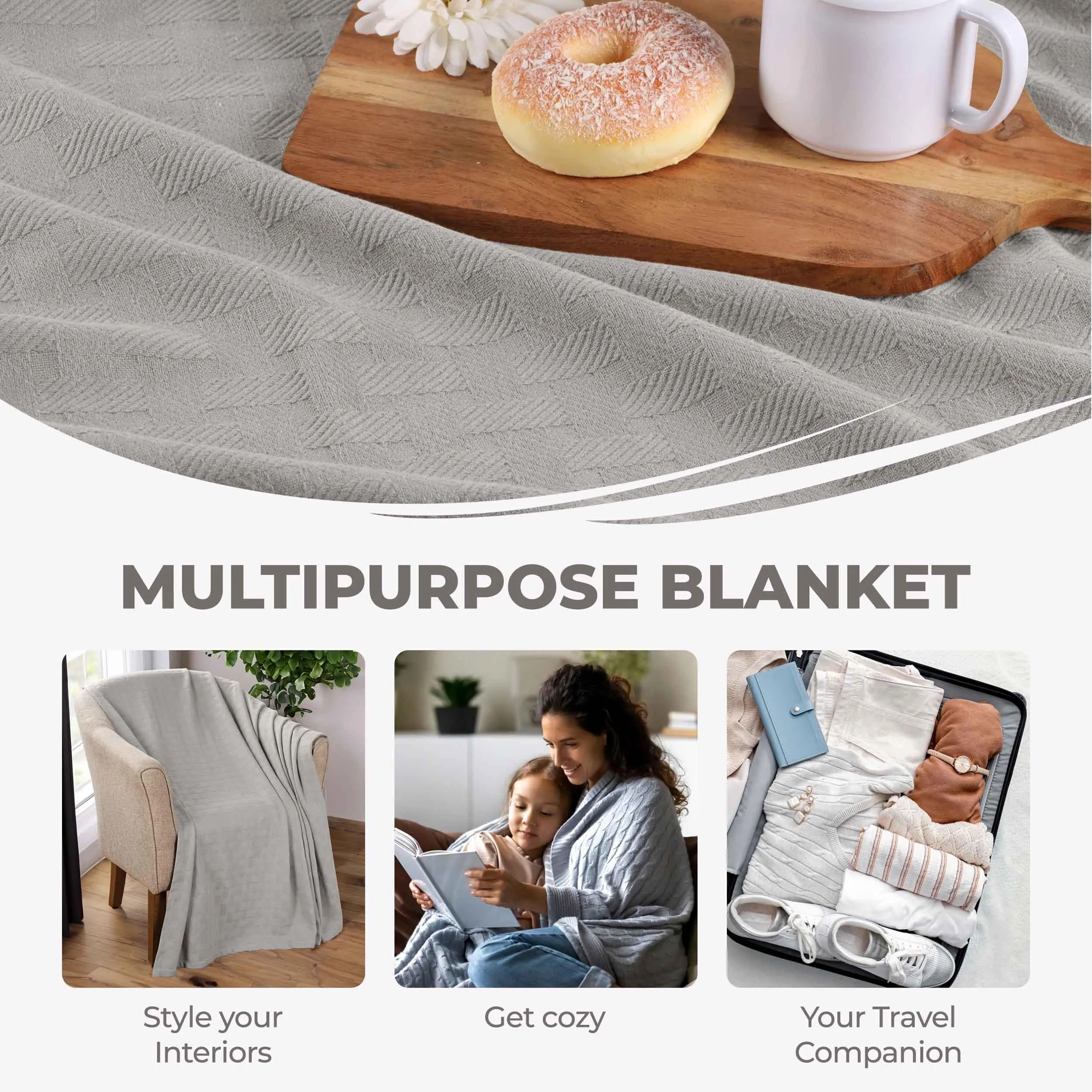 Basketweave All Season Cotton Blanket
