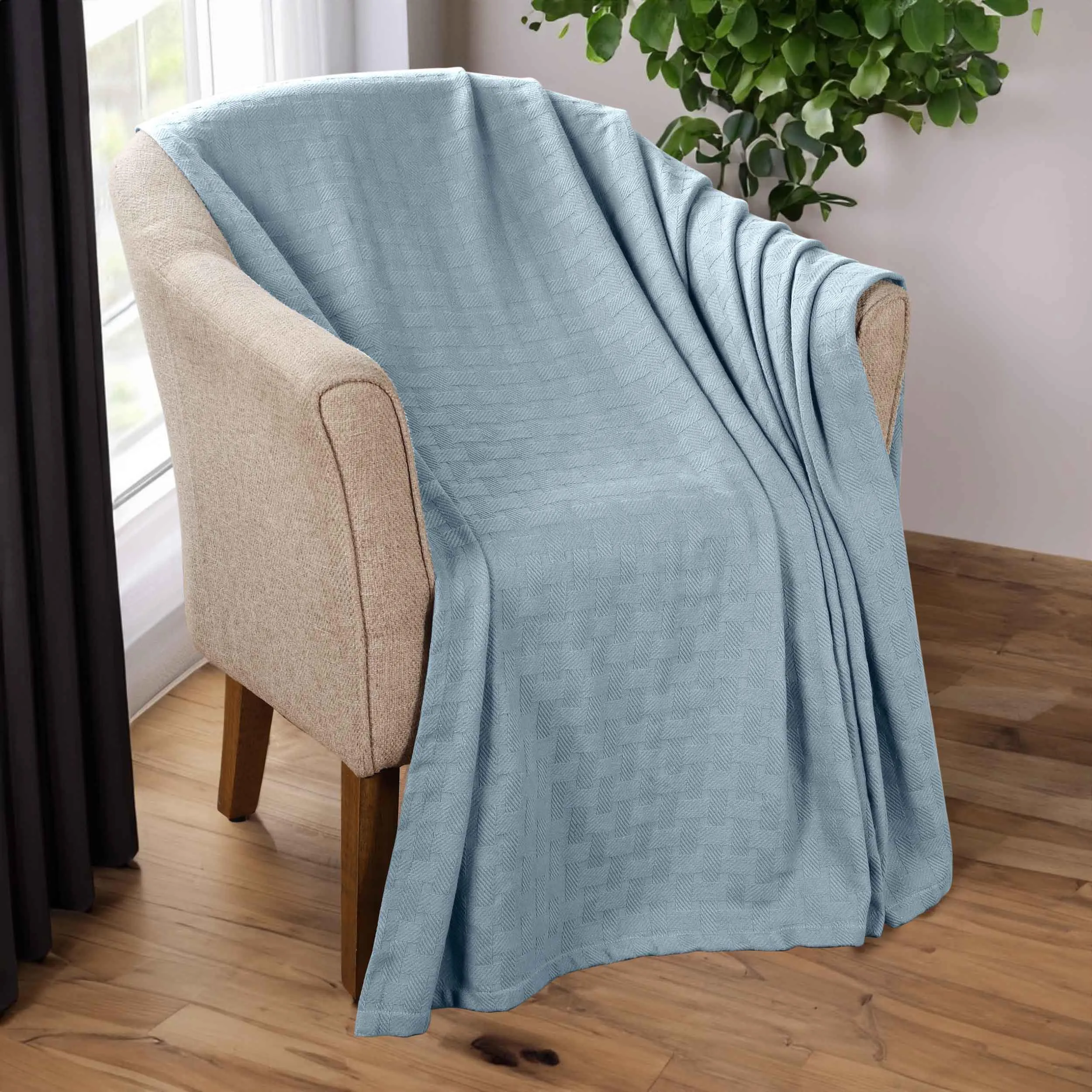 Basketweave All Season Cotton Blanket