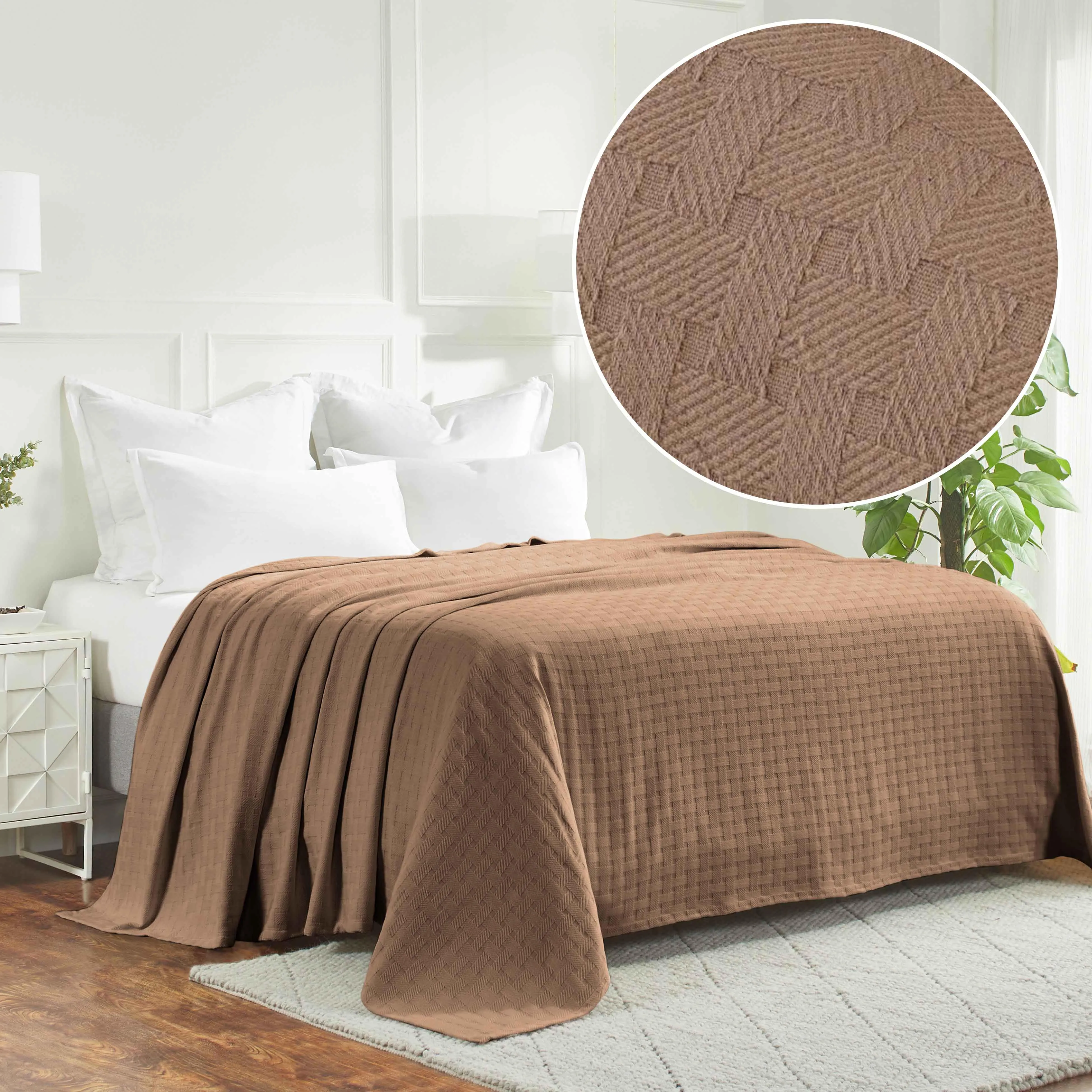 Basketweave All Season Cotton Blanket
