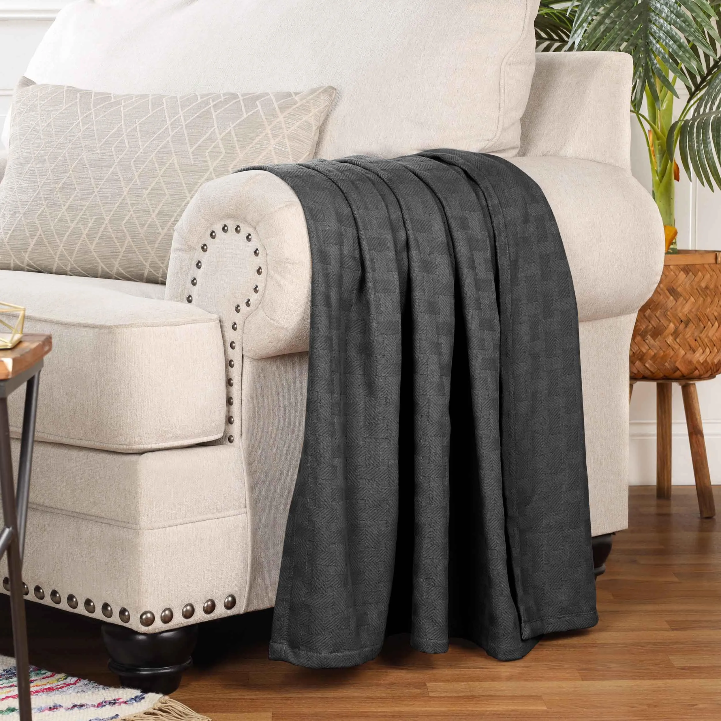 Basketweave All Season Cotton Blanket
