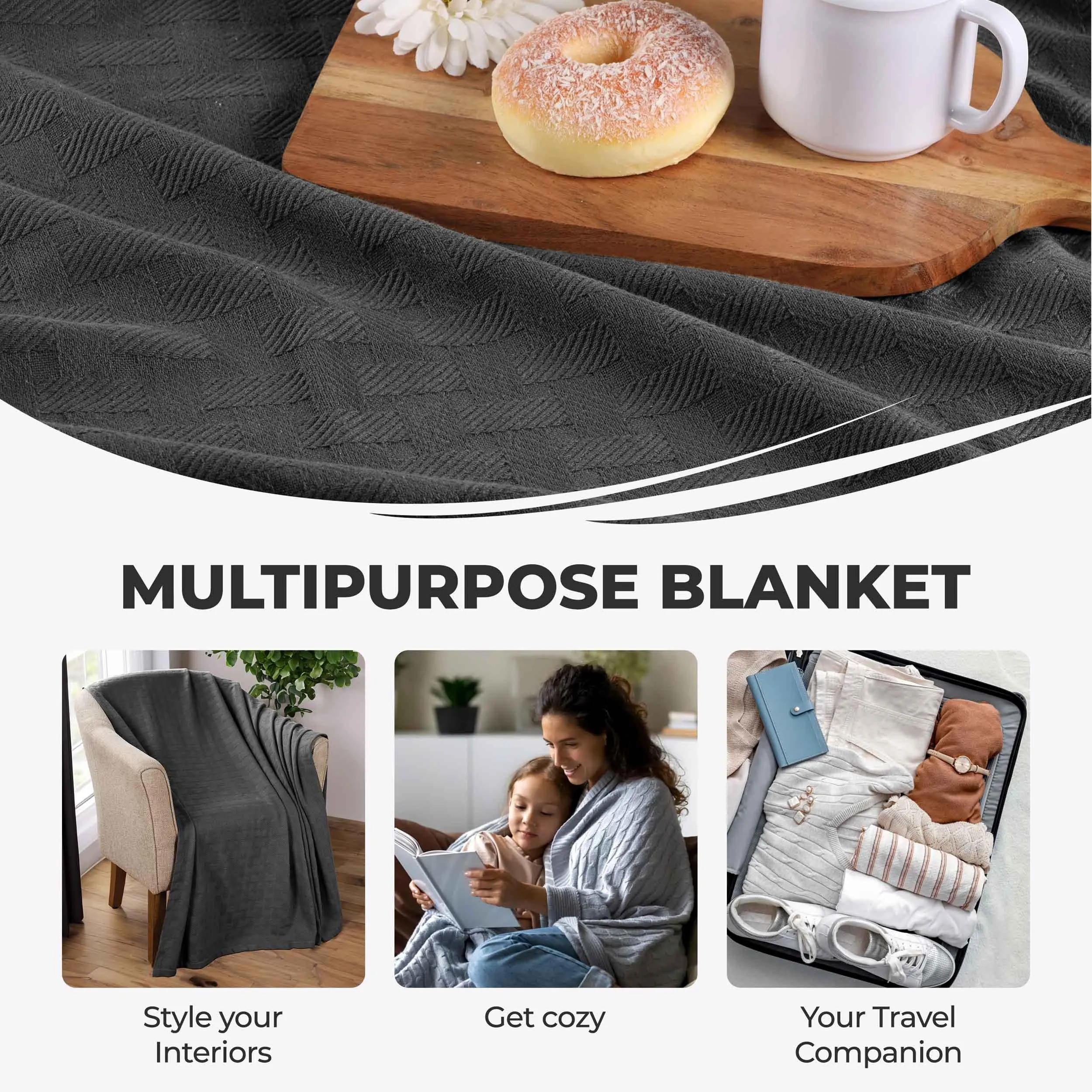 Basketweave All Season Cotton Blanket