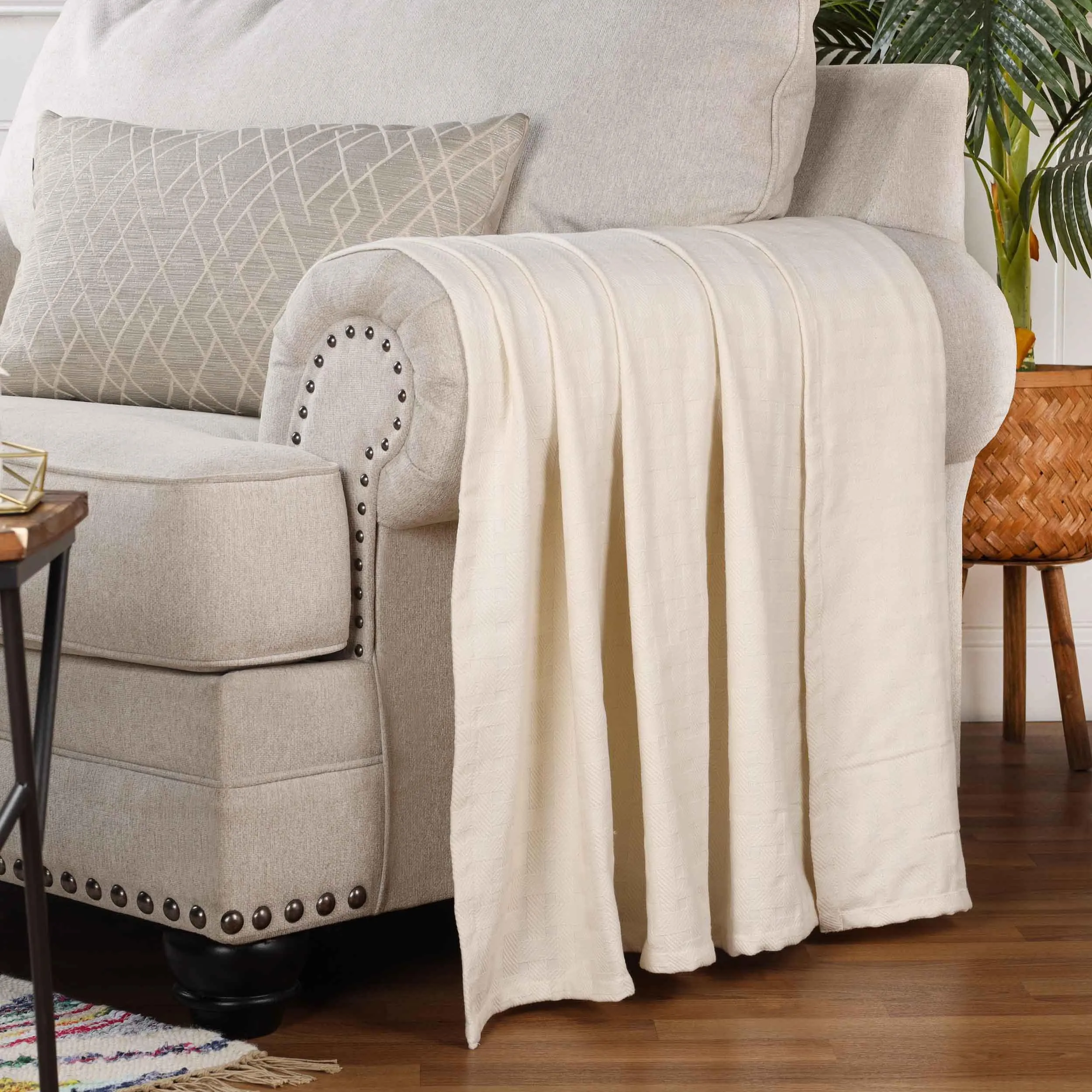 Basketweave All Season Cotton Blanket