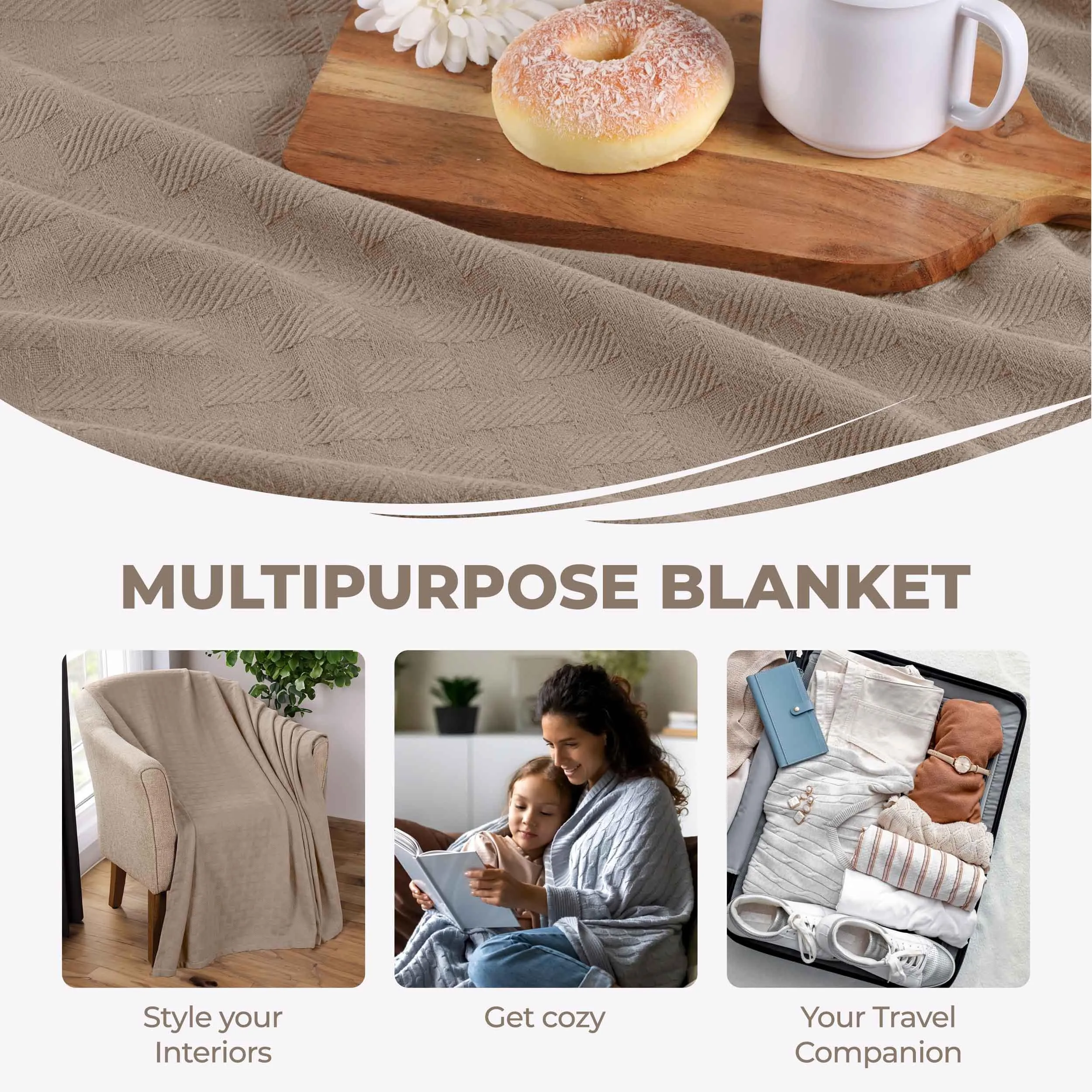 Basketweave All Season Cotton Blanket