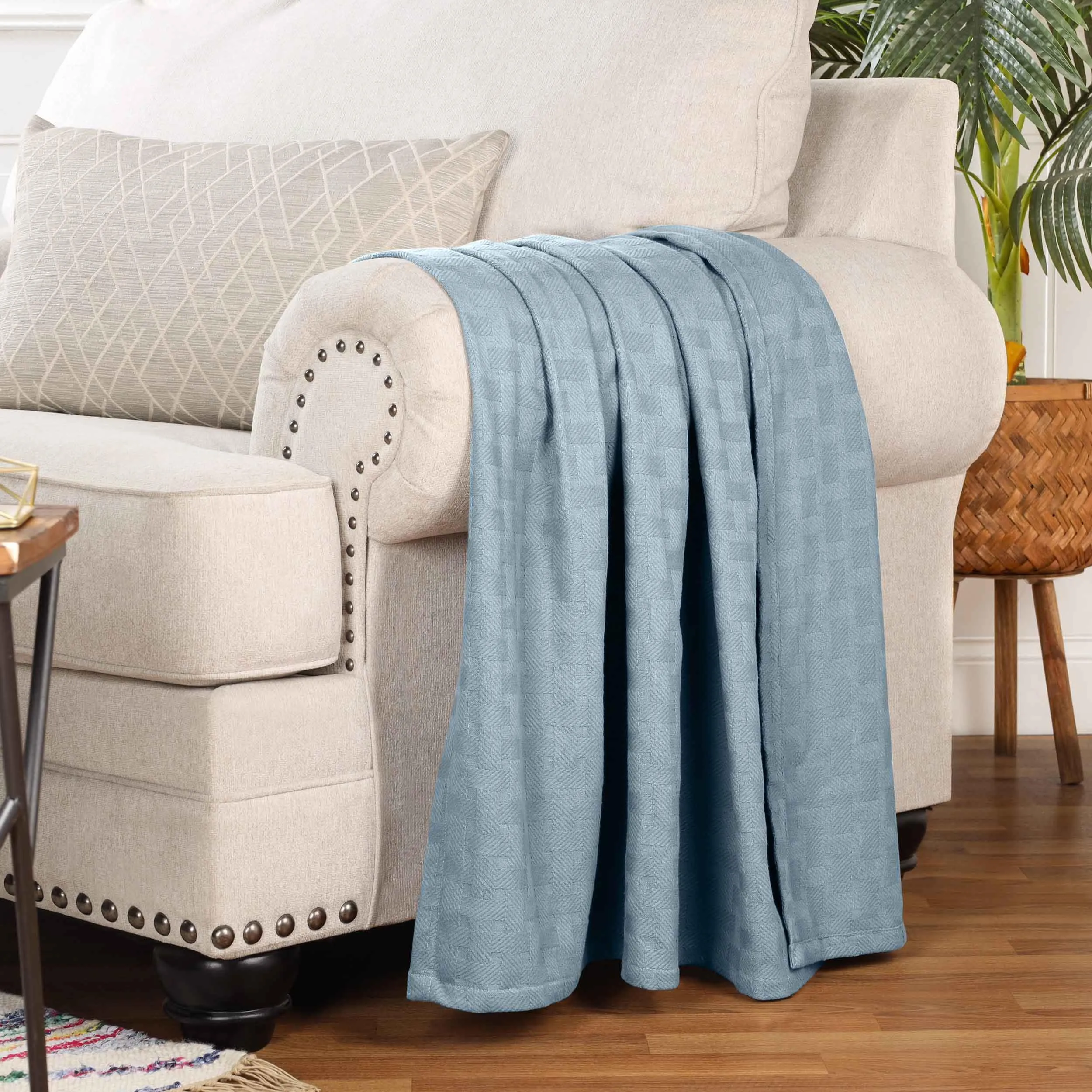 Basketweave All Season Cotton Blanket