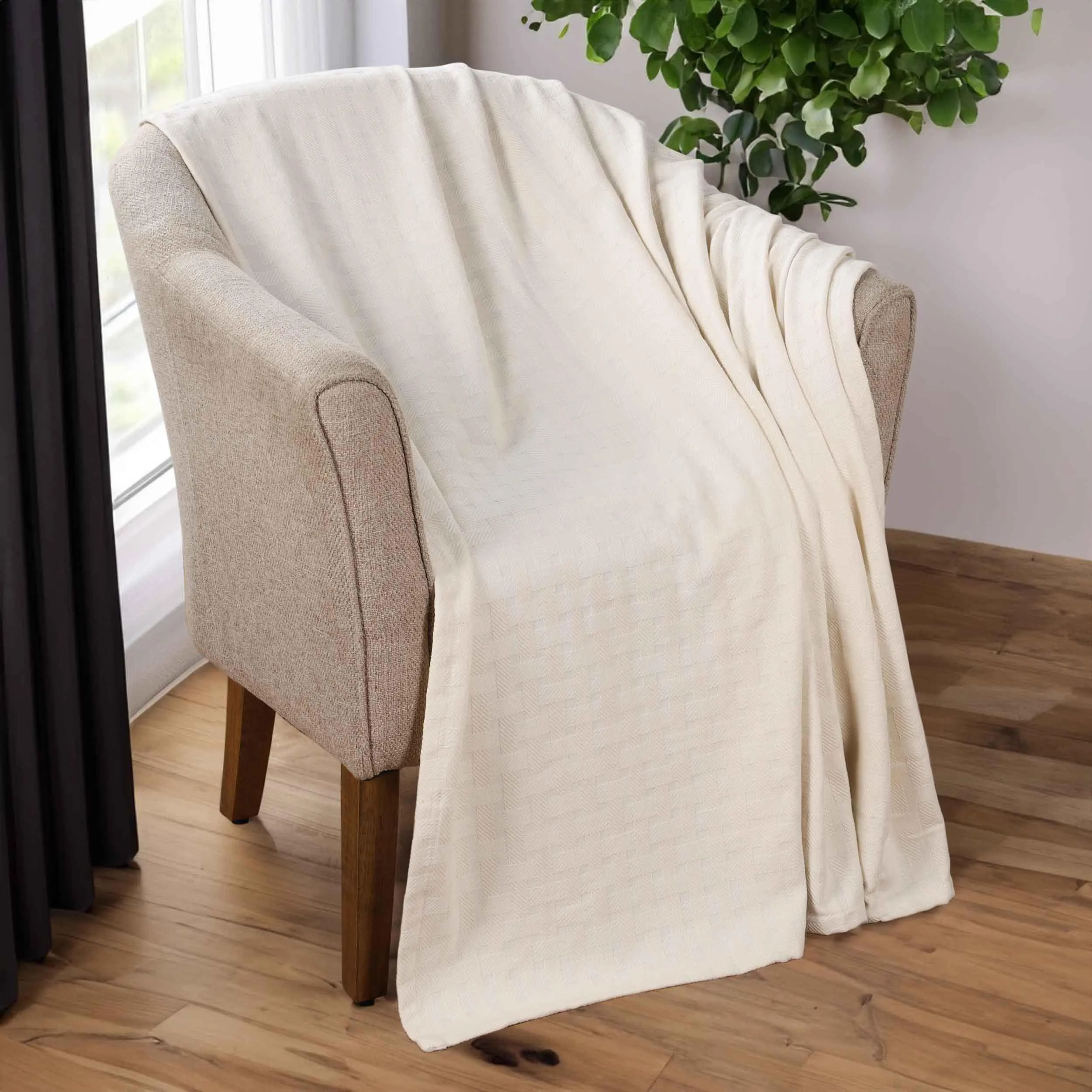 Basketweave All Season Cotton Blanket