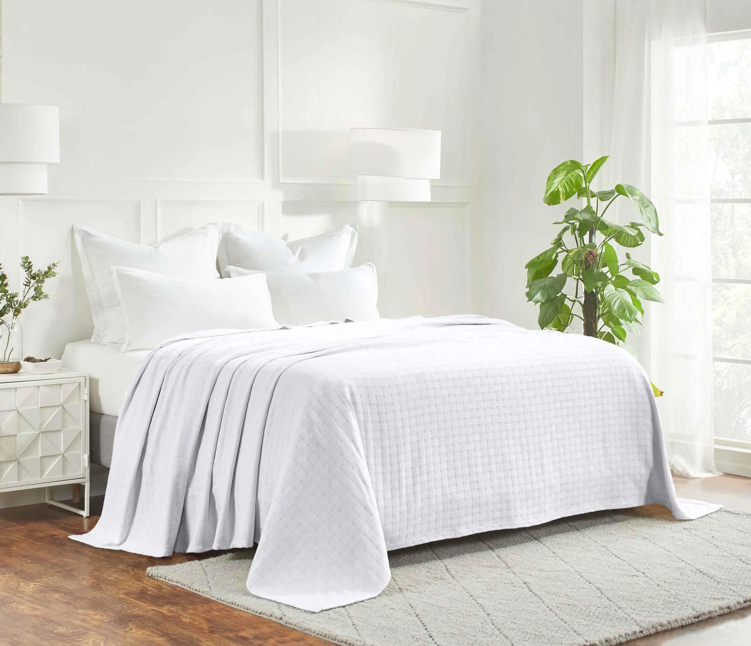 Basketweave All Season Cotton Blanket