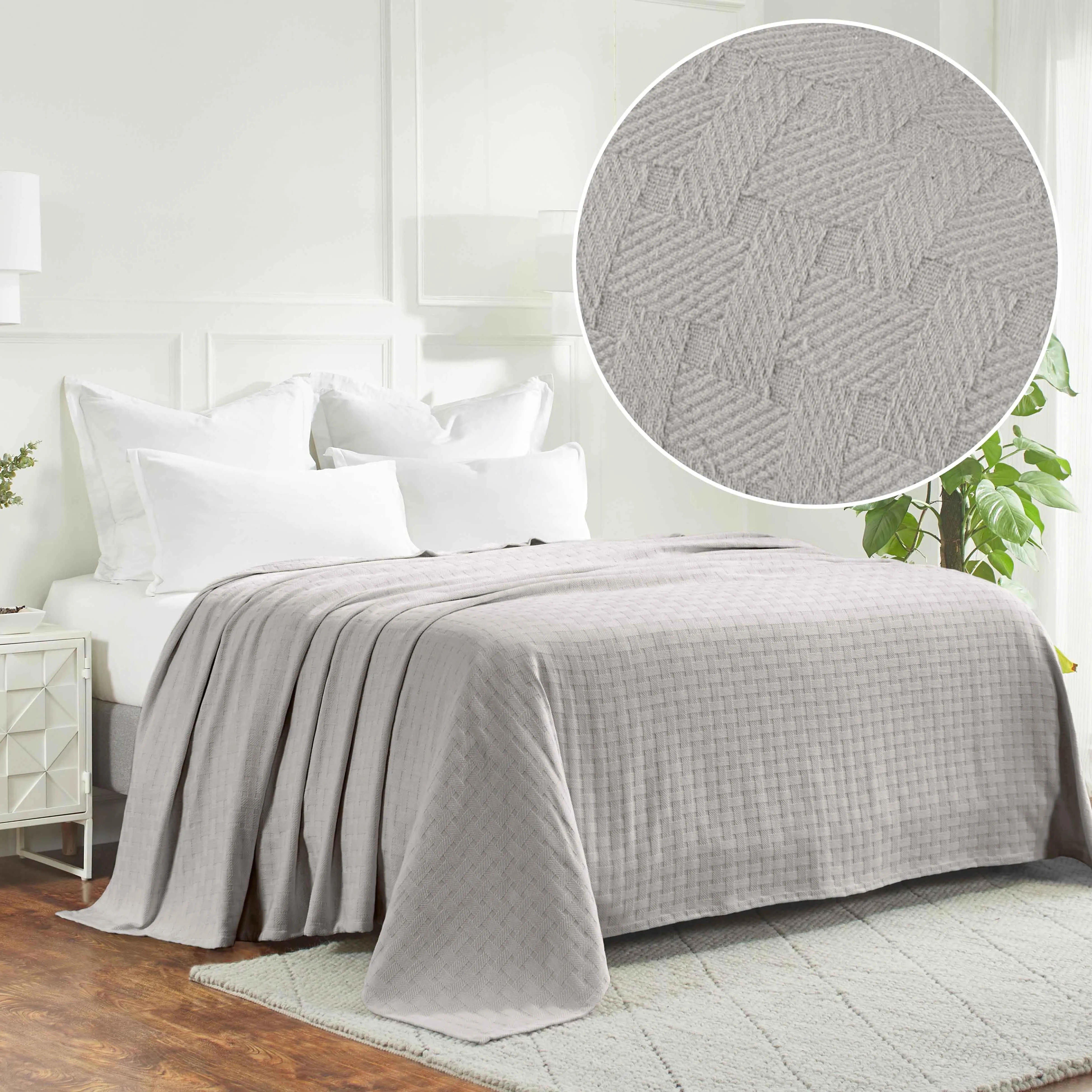 Basketweave All Season Cotton Blanket