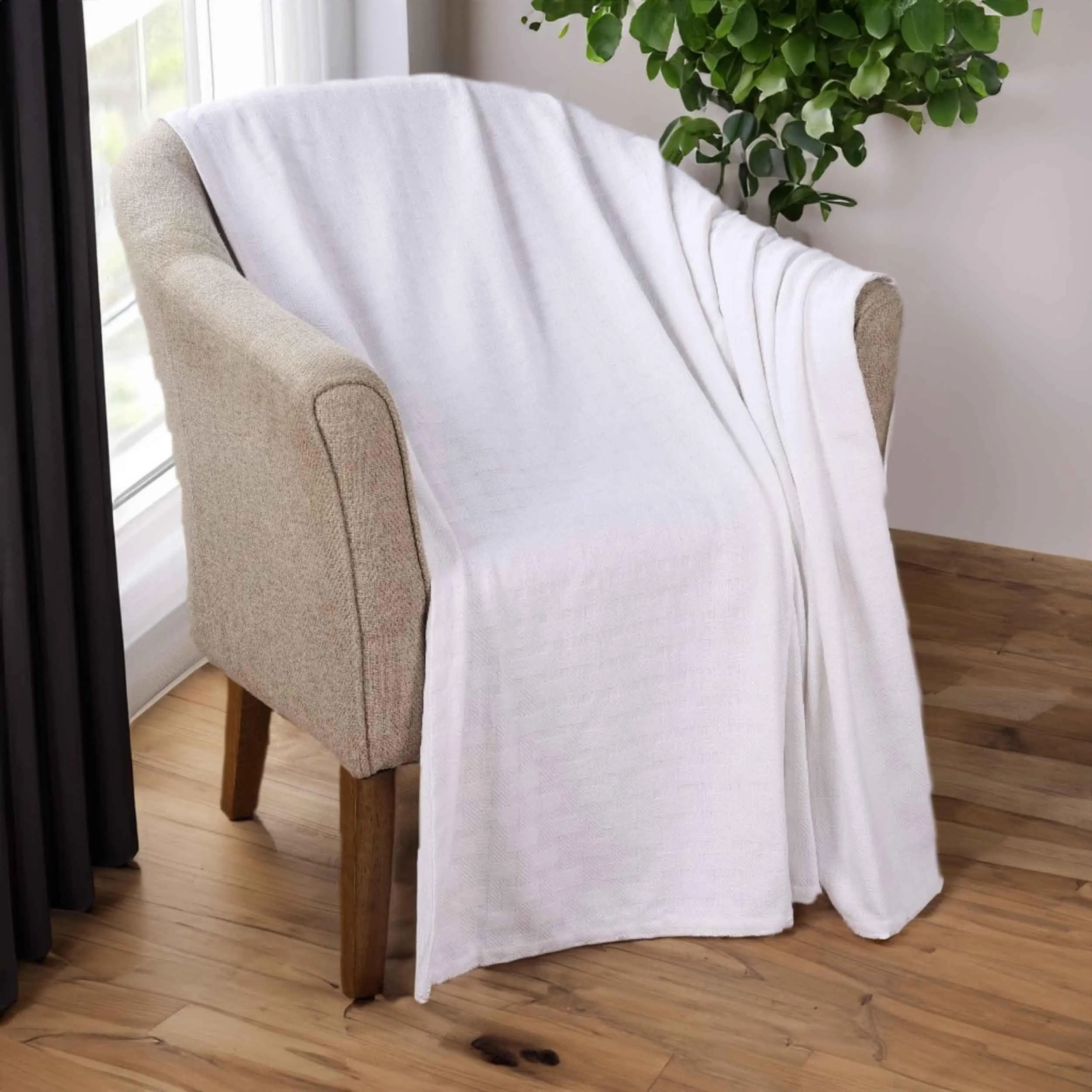 Basketweave All Season Cotton Blanket