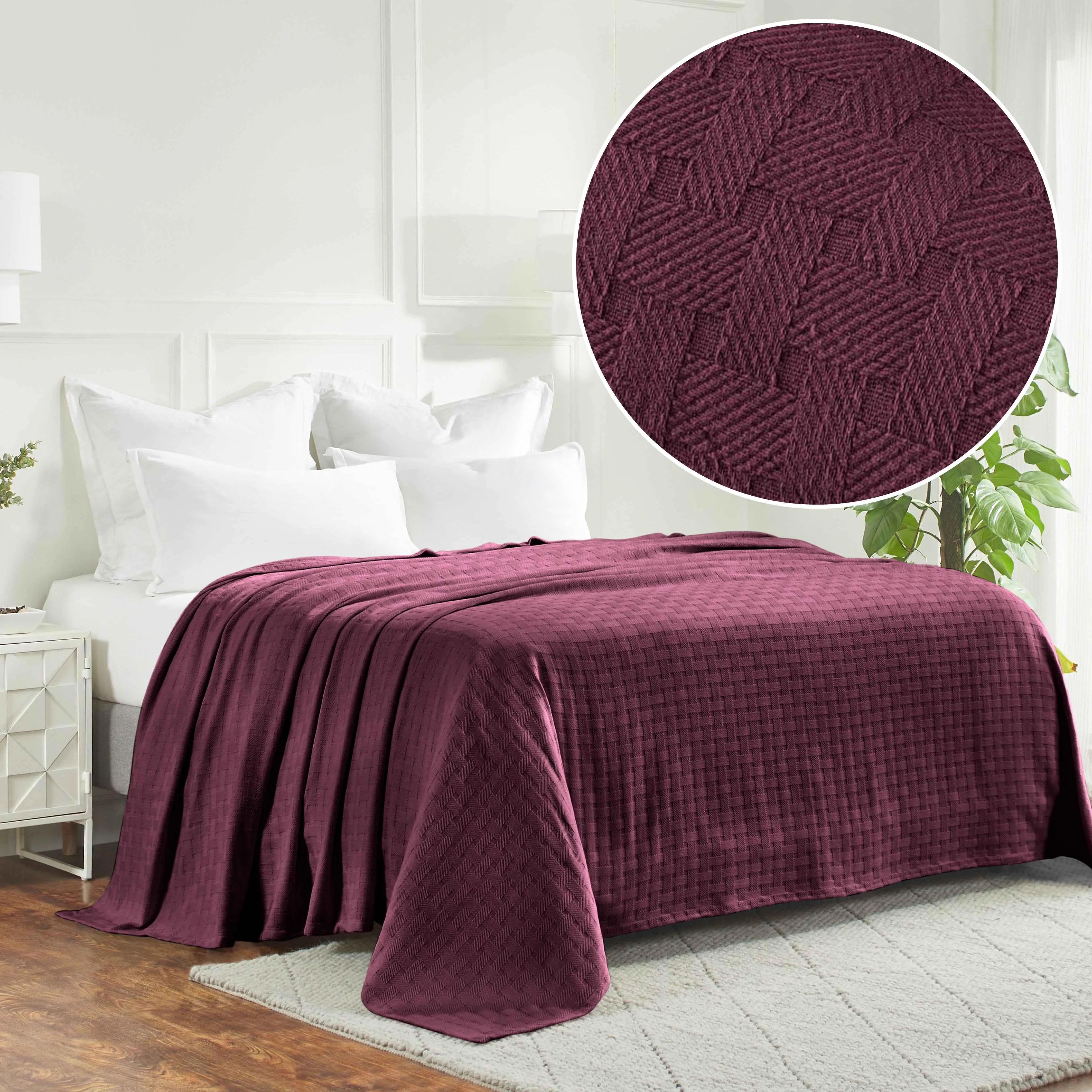Basketweave All Season Cotton Blanket