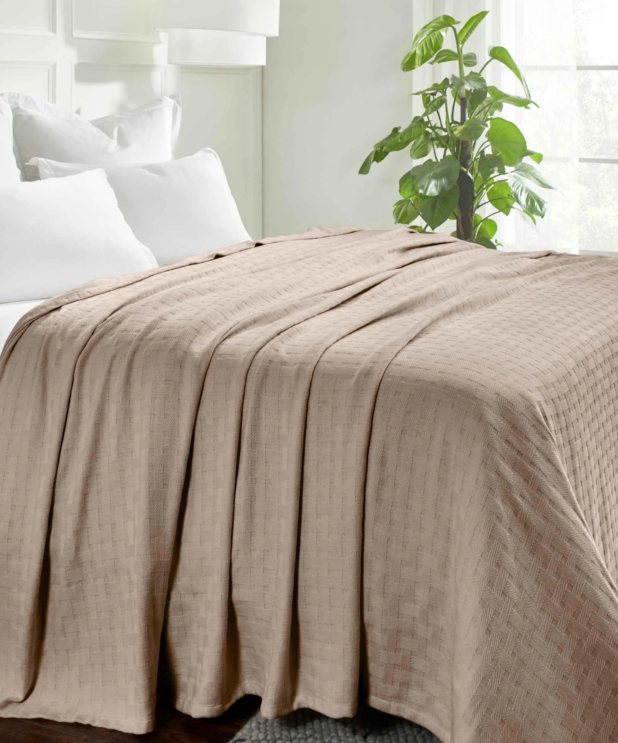 Basketweave All Season Cotton Blanket