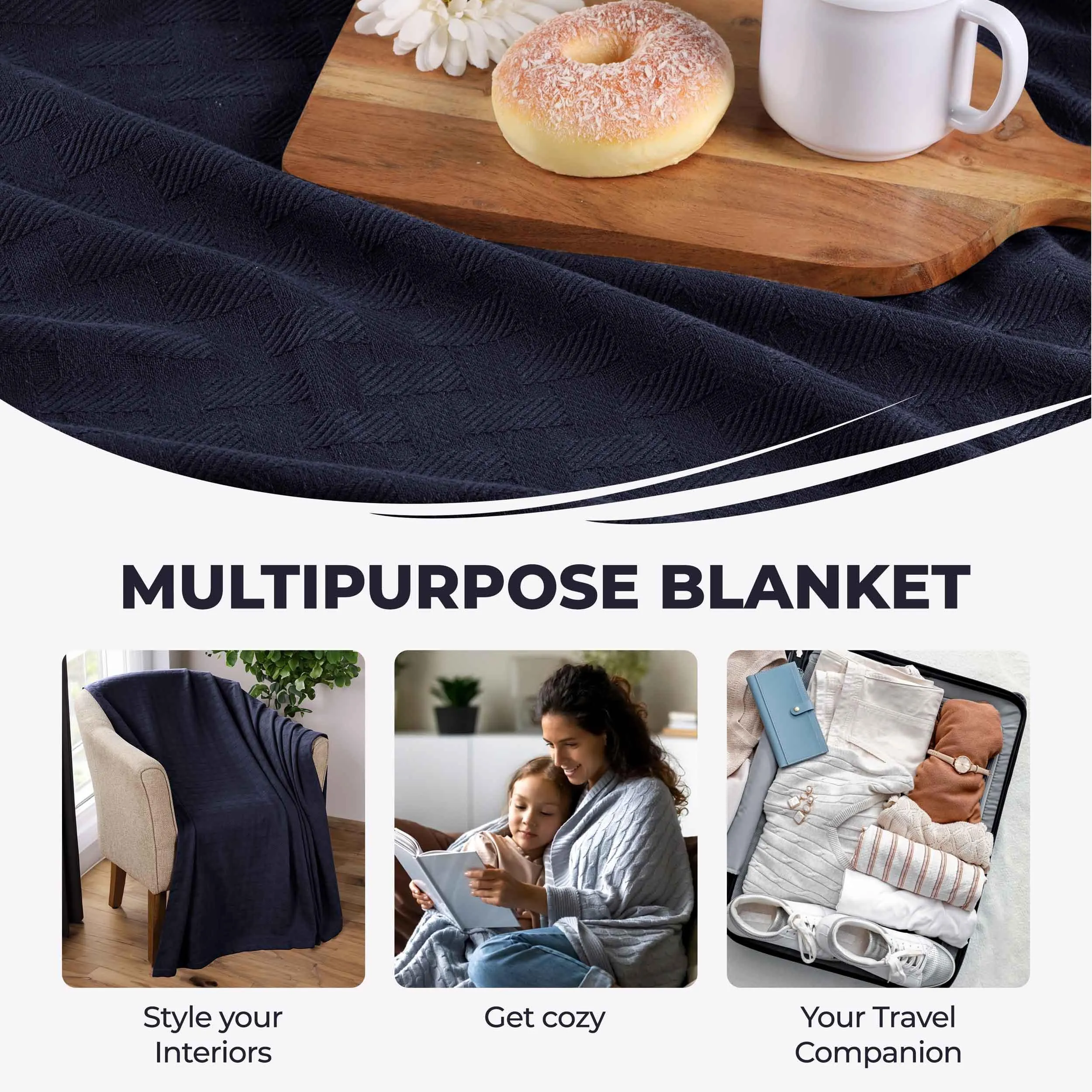 Basketweave All Season Cotton Blanket