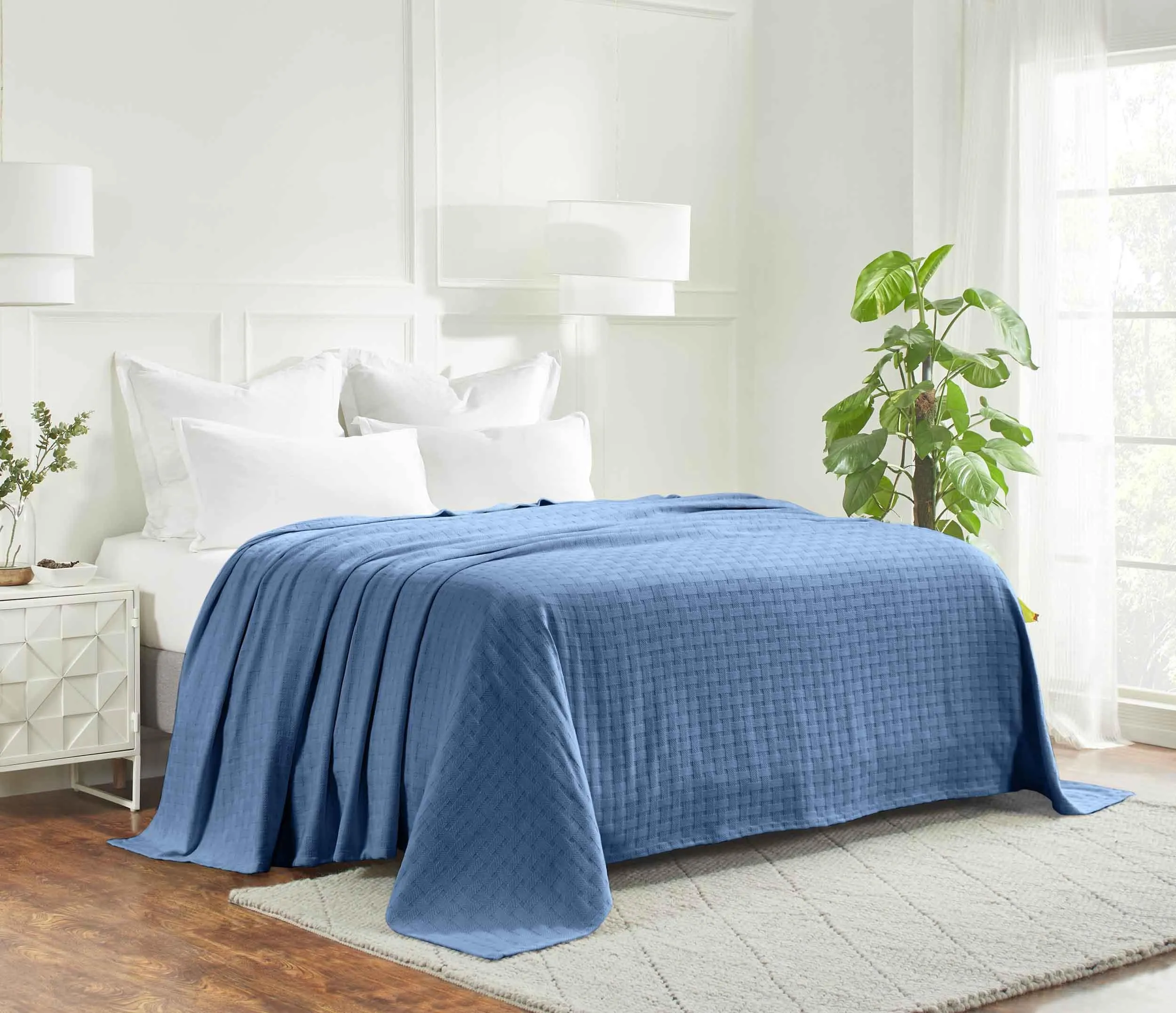 Basketweave All Season Cotton Blanket