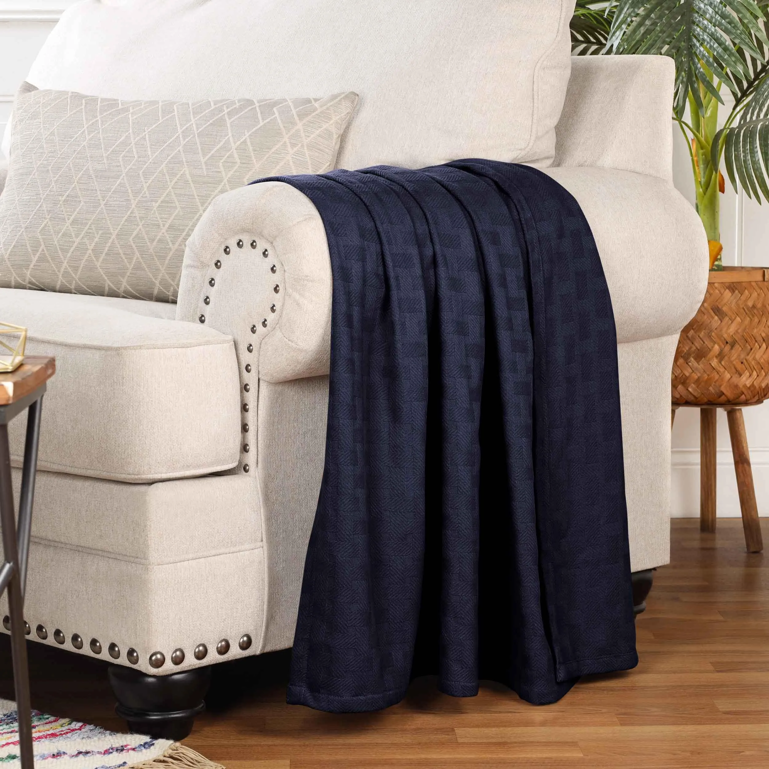 Basketweave All Season Cotton Blanket