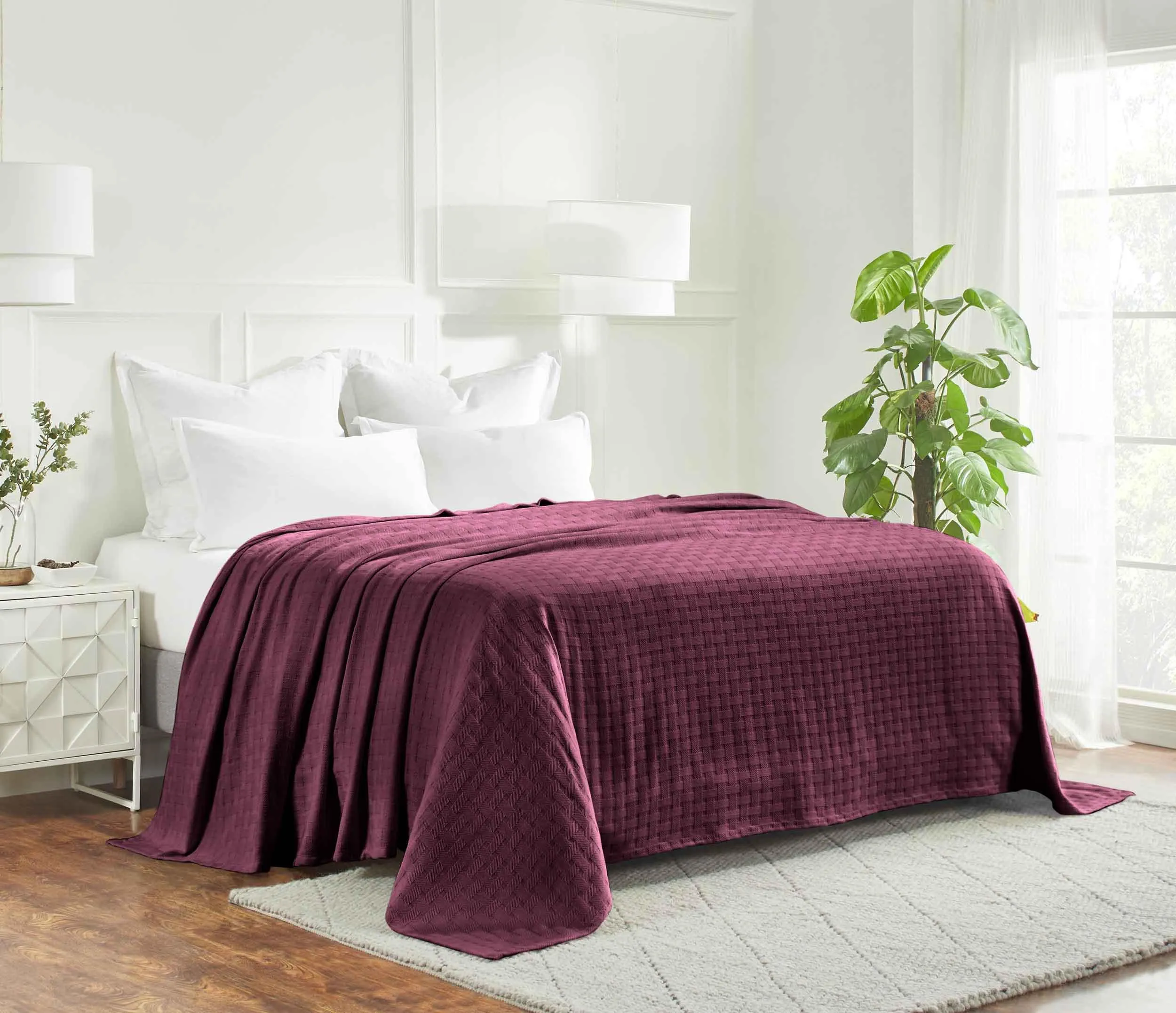 Basketweave All Season Cotton Blanket
