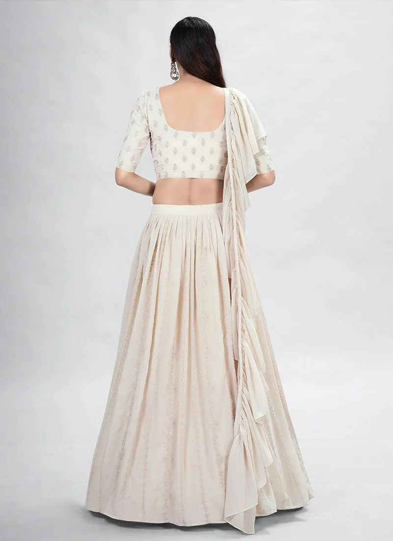 Beige Chaniya Choli With Ruffle Dupatta