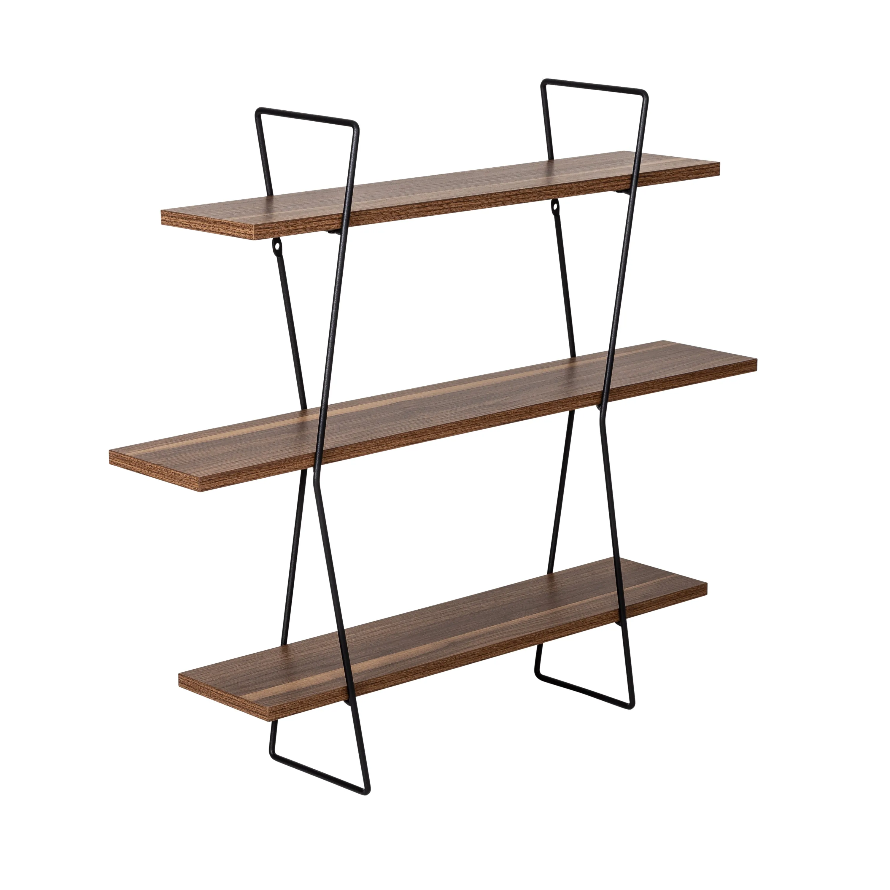 Black/Wood 3-Tier Decorative Wall Shelves
