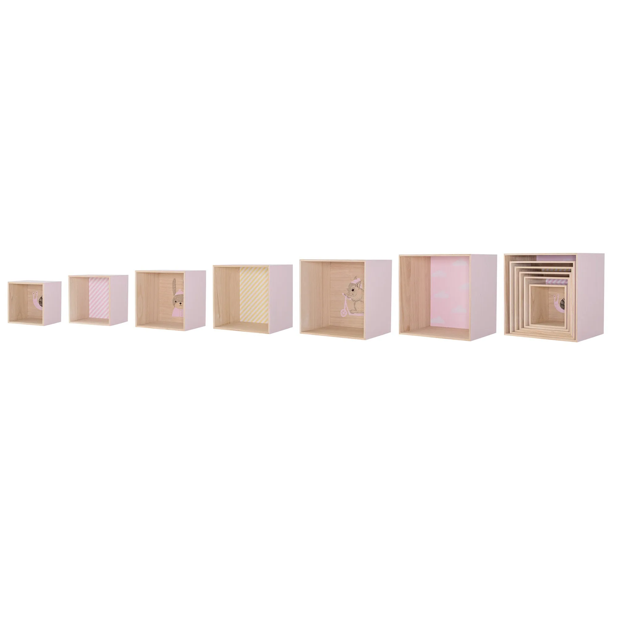 Bloomingville Set of 6 Display Boxes Animal Stripes Clouds