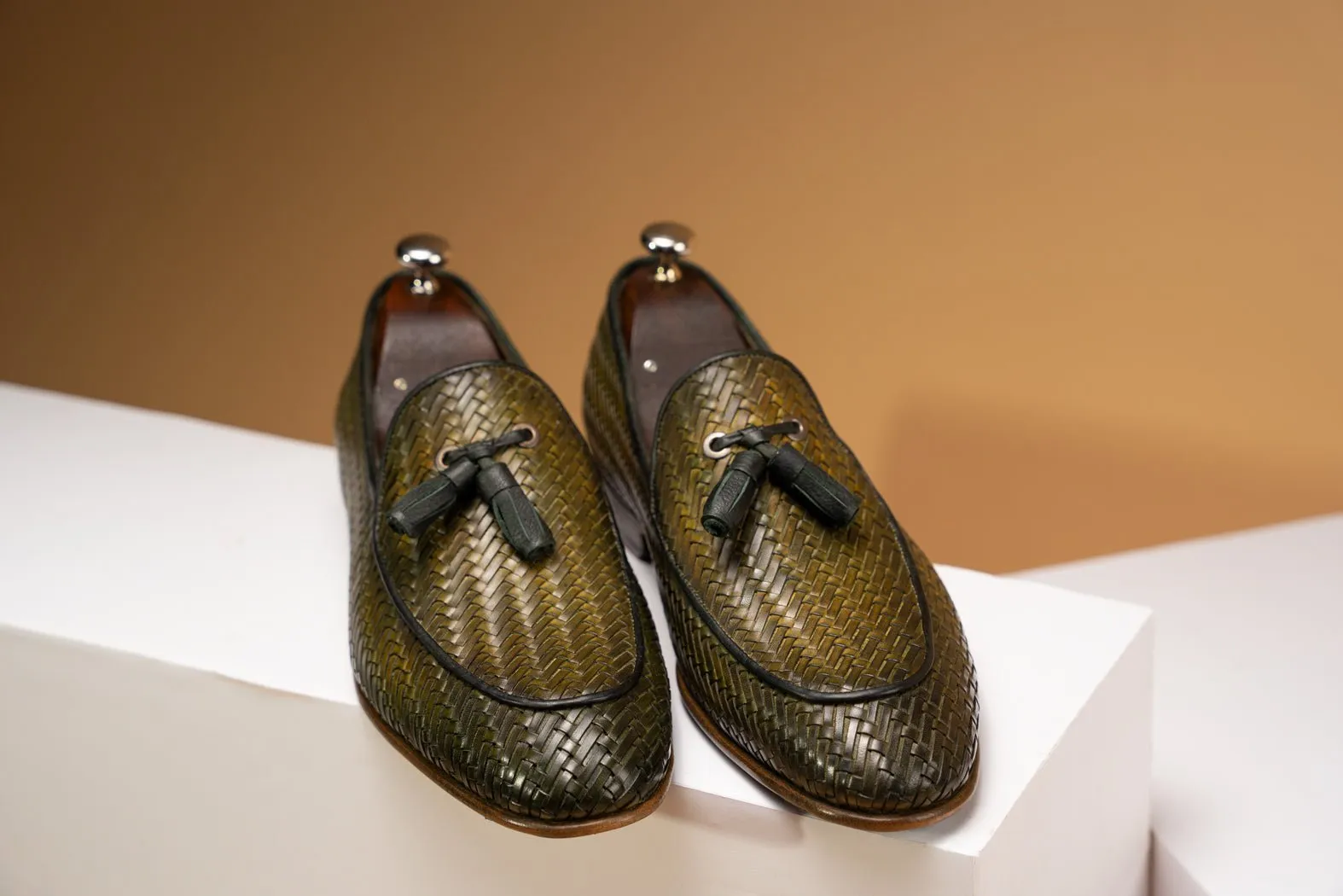 BOSPHORUS LEATHER LOAFER - WOVEN EMERALD