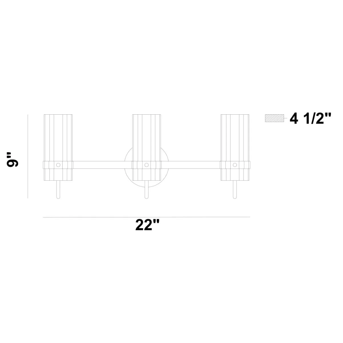 Brook 22 in. 3 Lights Vanity Light Brass Finish