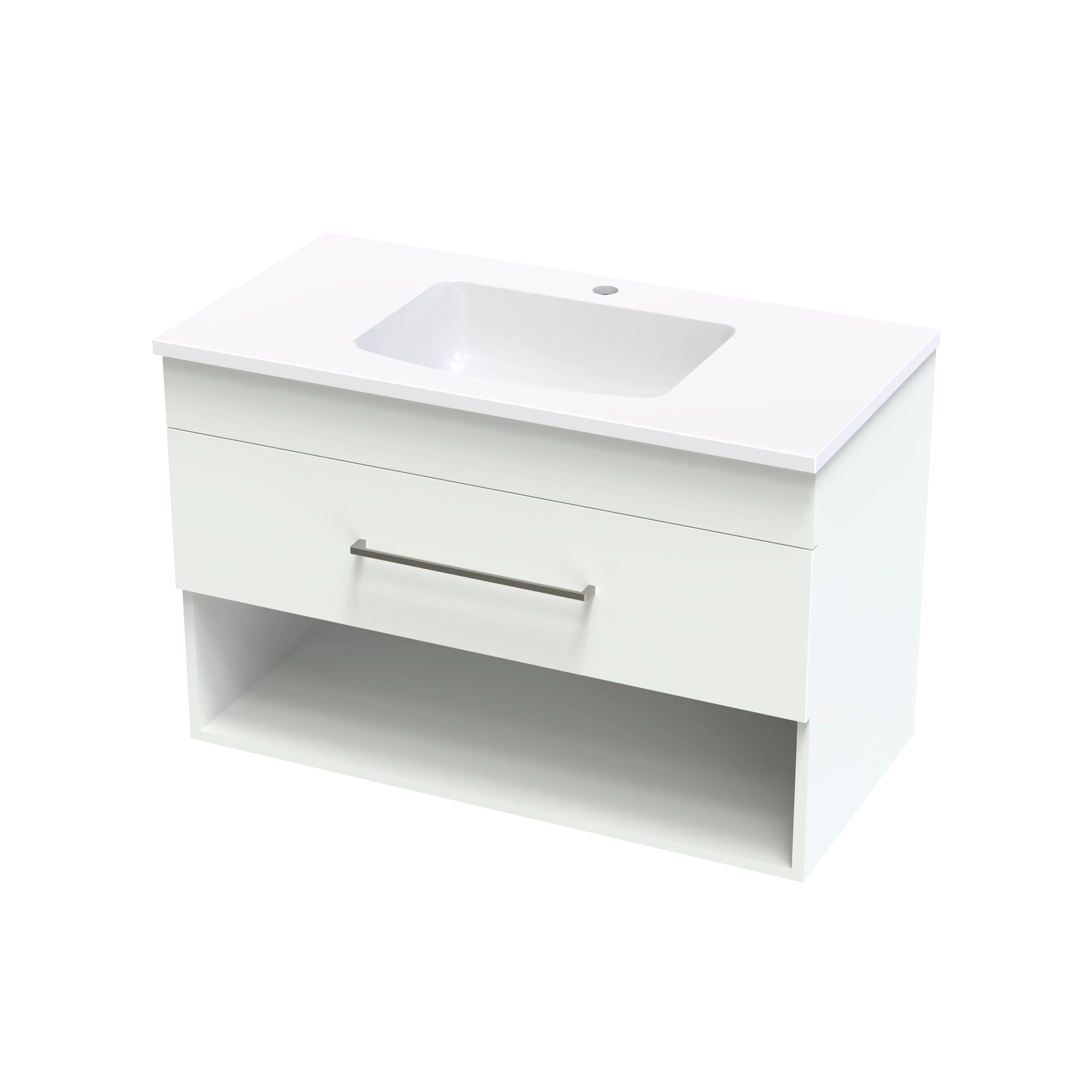Cashmere Grove 900 Drawer Open Shelf Wall Vanity