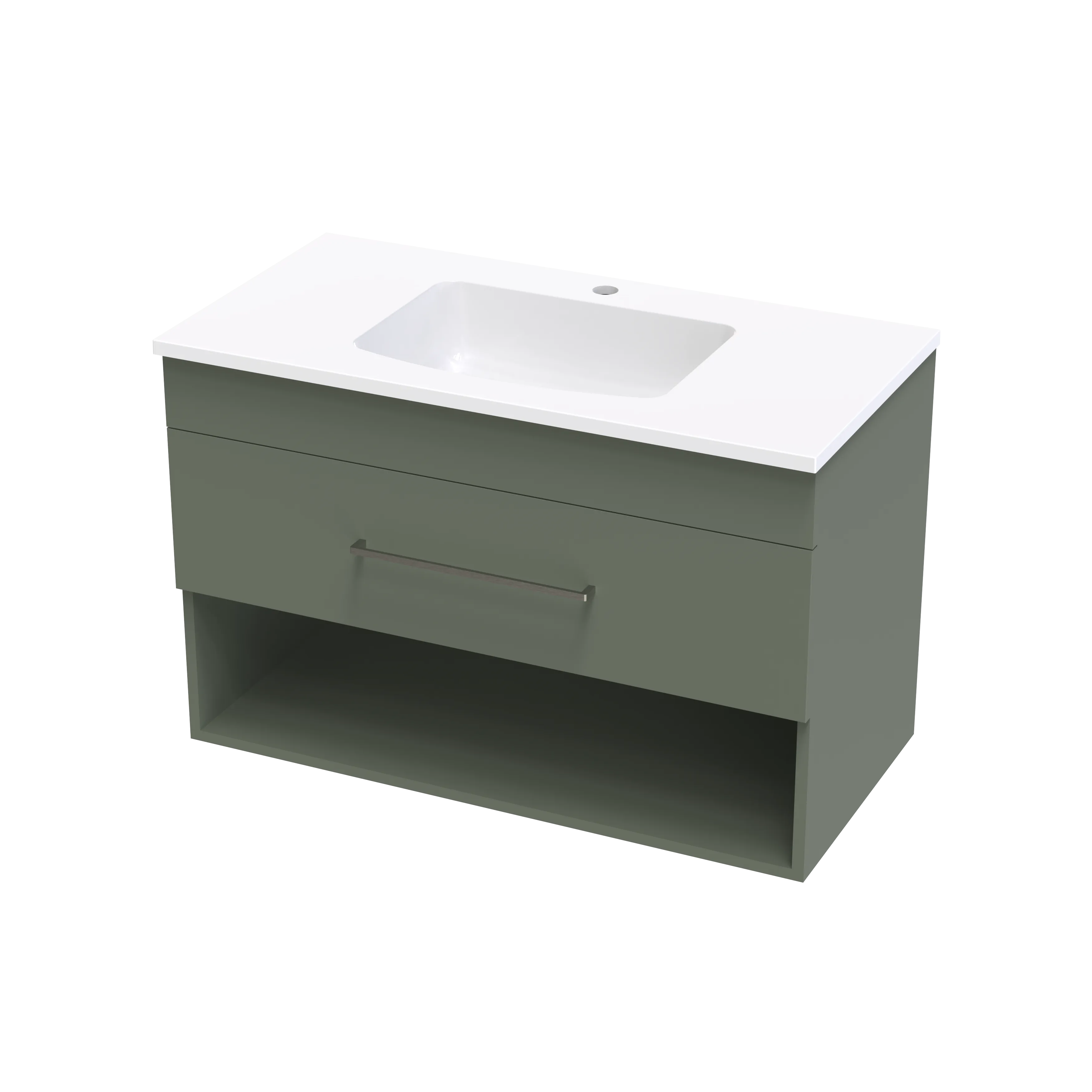 Cashmere Grove 900 Drawer Open Shelf Wall Vanity