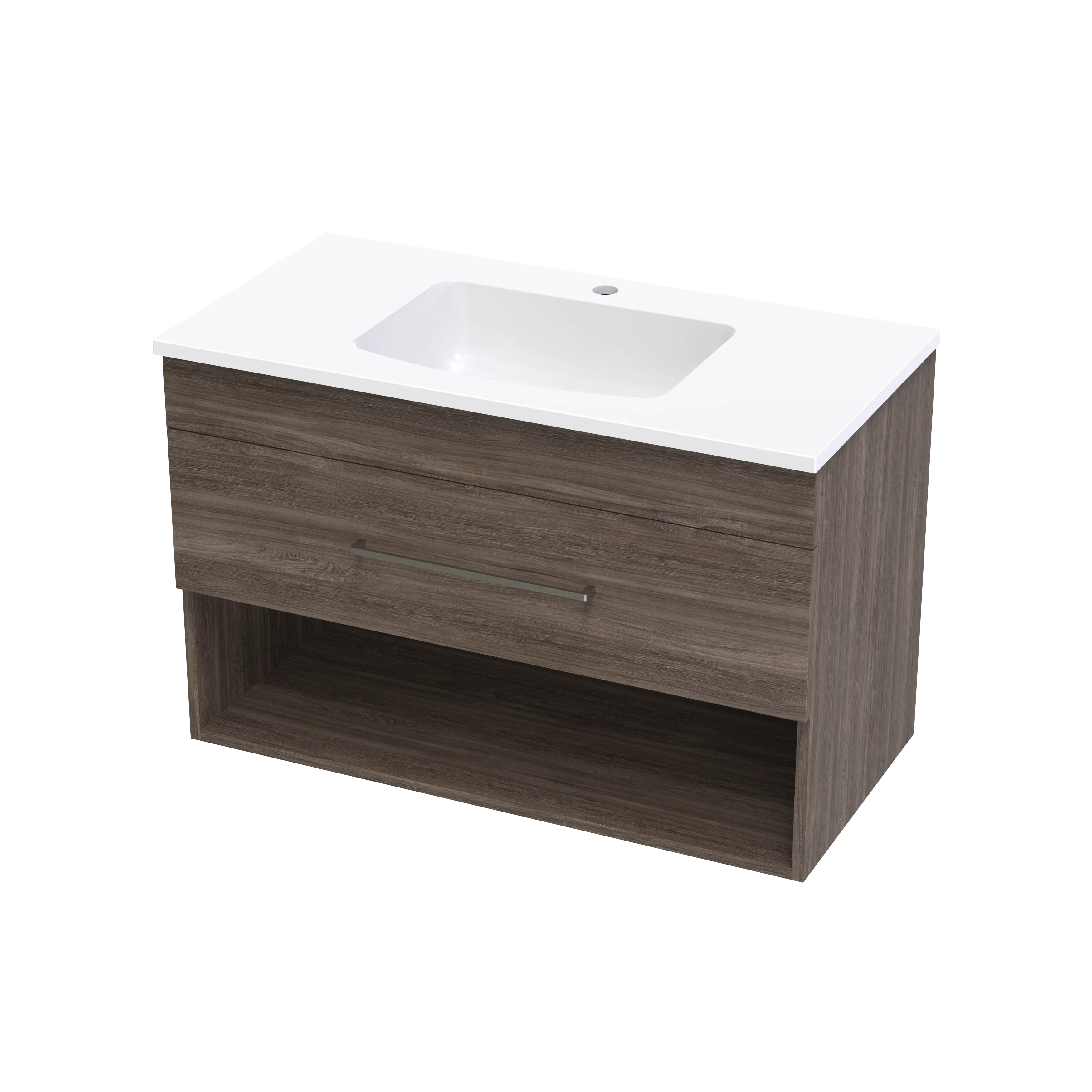 Cashmere Grove 900 Drawer Open Shelf Wall Vanity