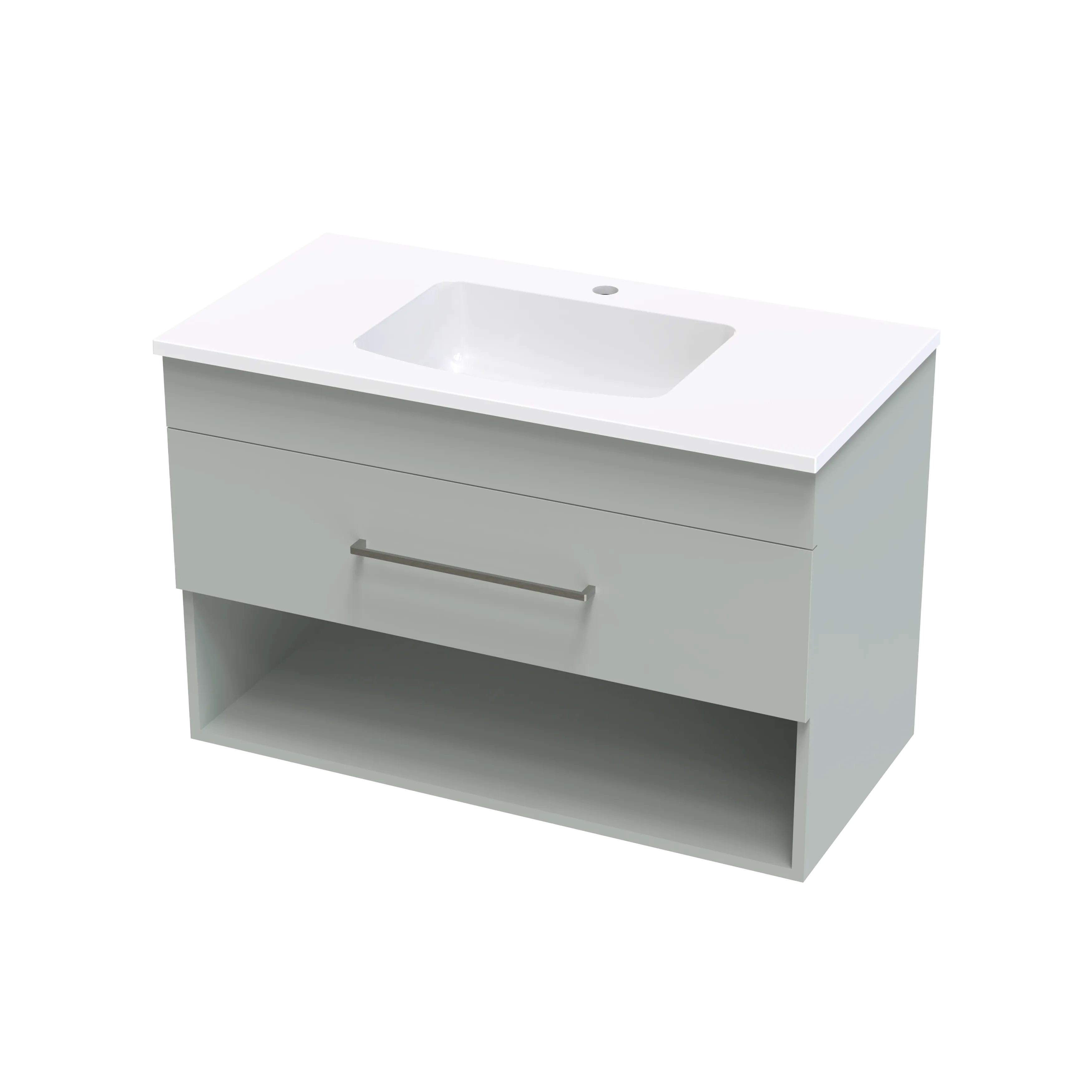 Cashmere Grove 900 Drawer Open Shelf Wall Vanity