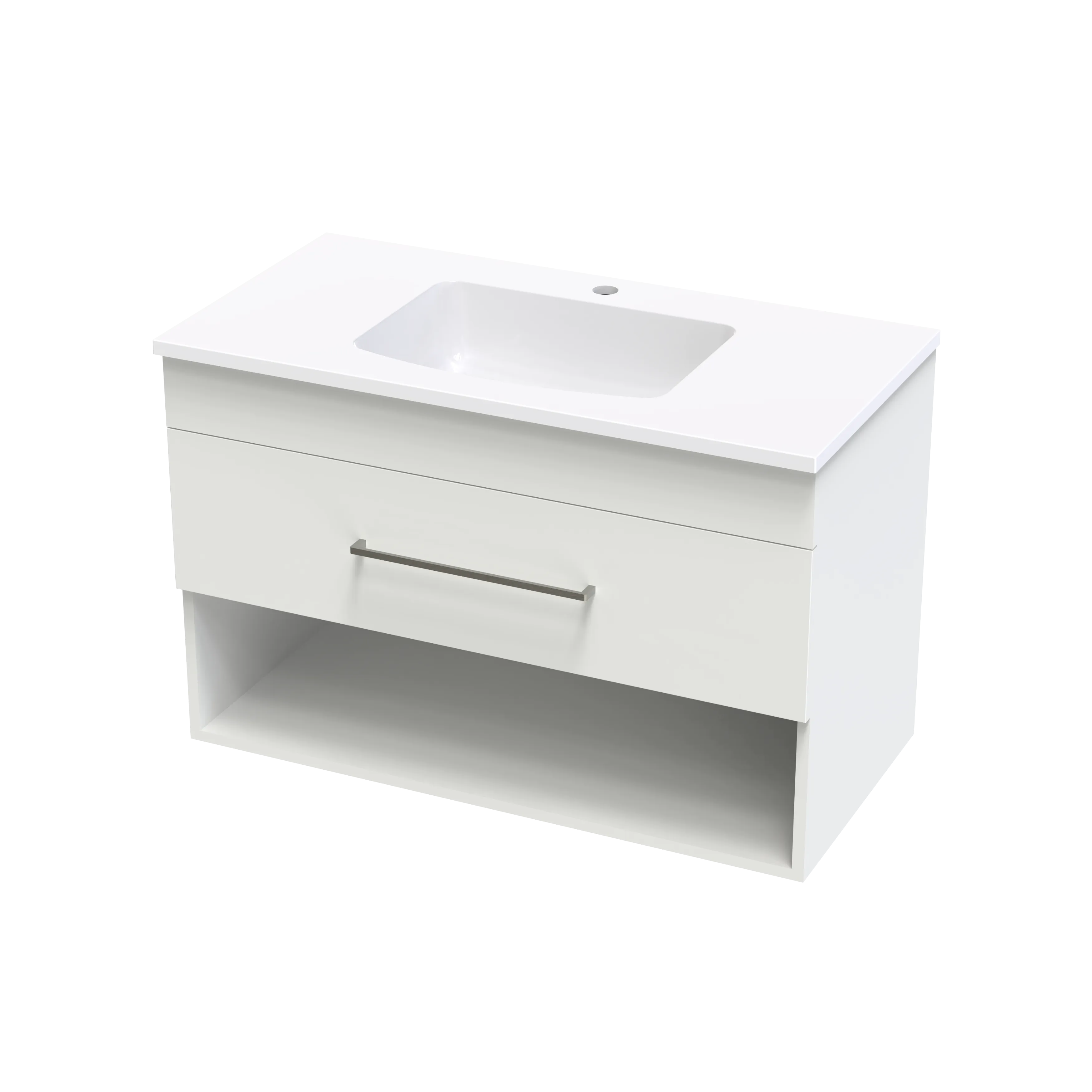 Cashmere Grove 900 Drawer Open Shelf Wall Vanity