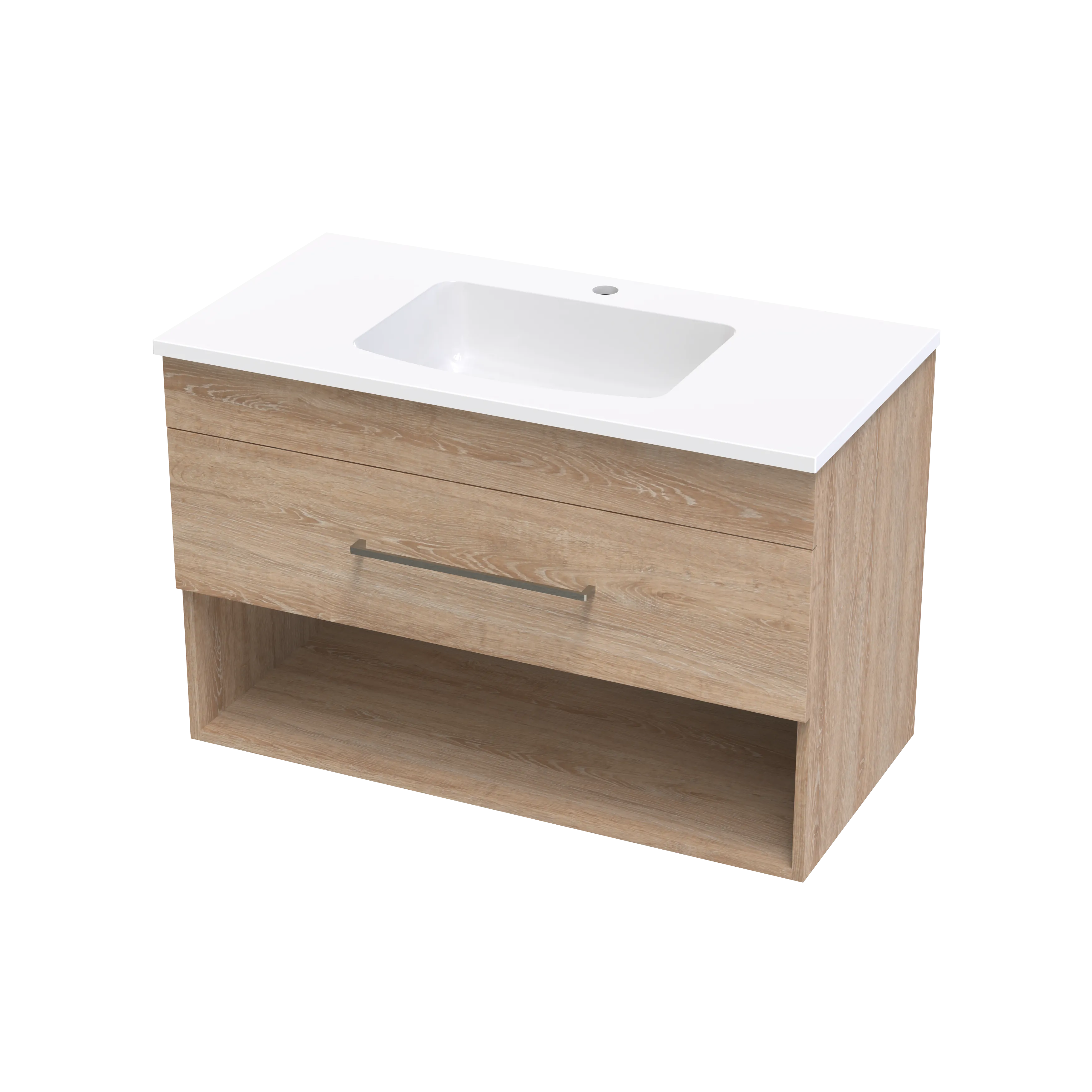 Cashmere Grove 900 Drawer Open Shelf Wall Vanity
