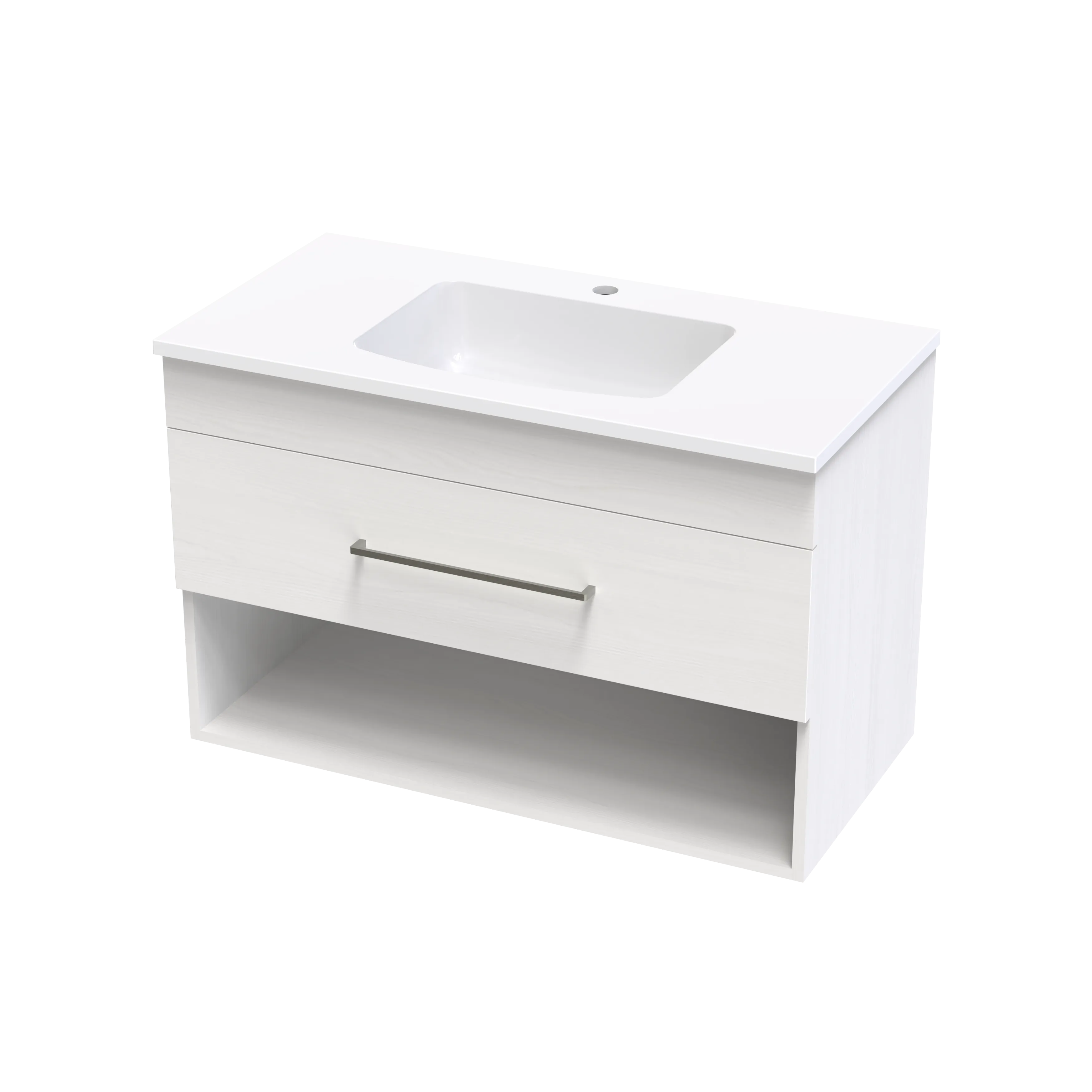 Cashmere Grove 900 Drawer Open Shelf Wall Vanity