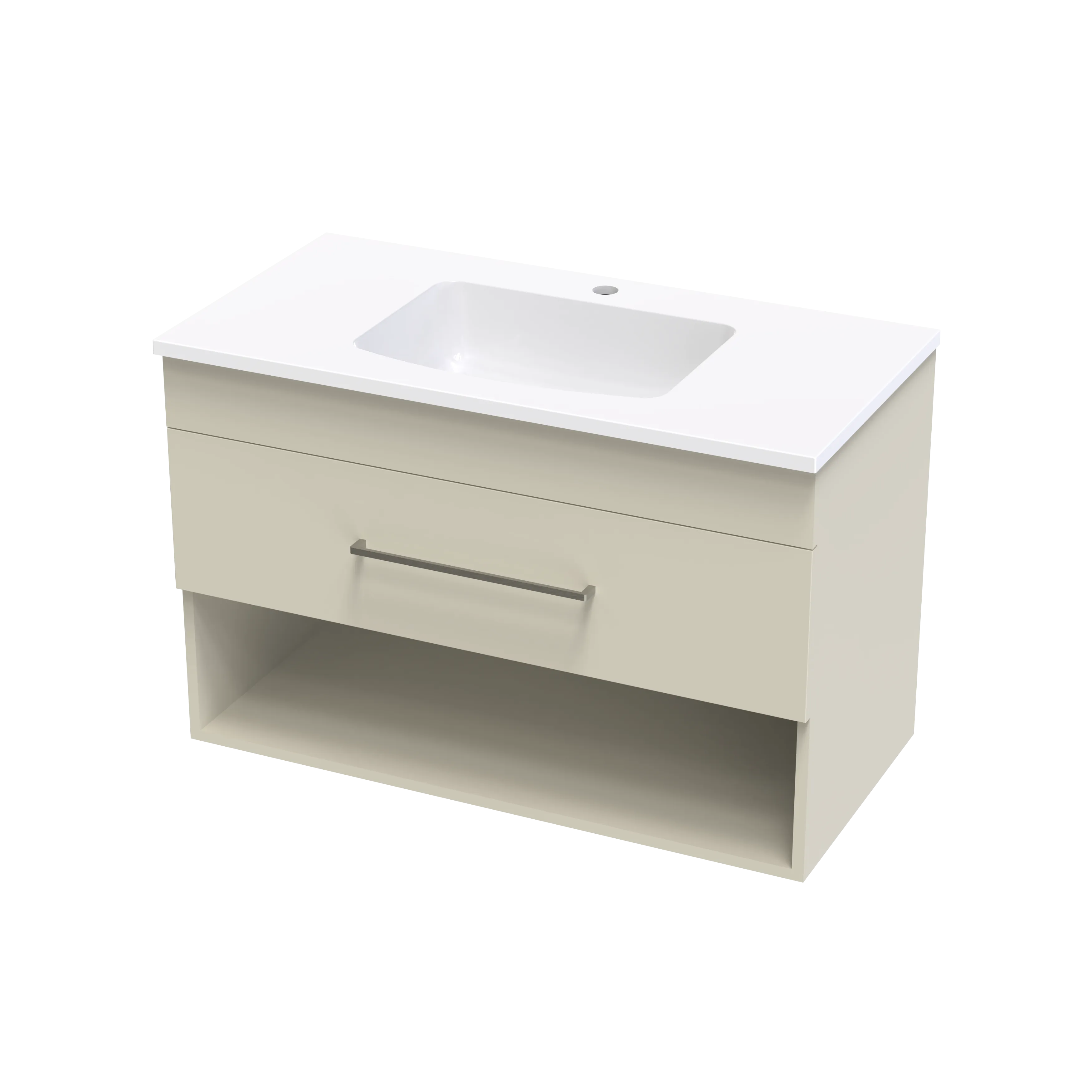 Cashmere Grove 900 Drawer Open Shelf Wall Vanity