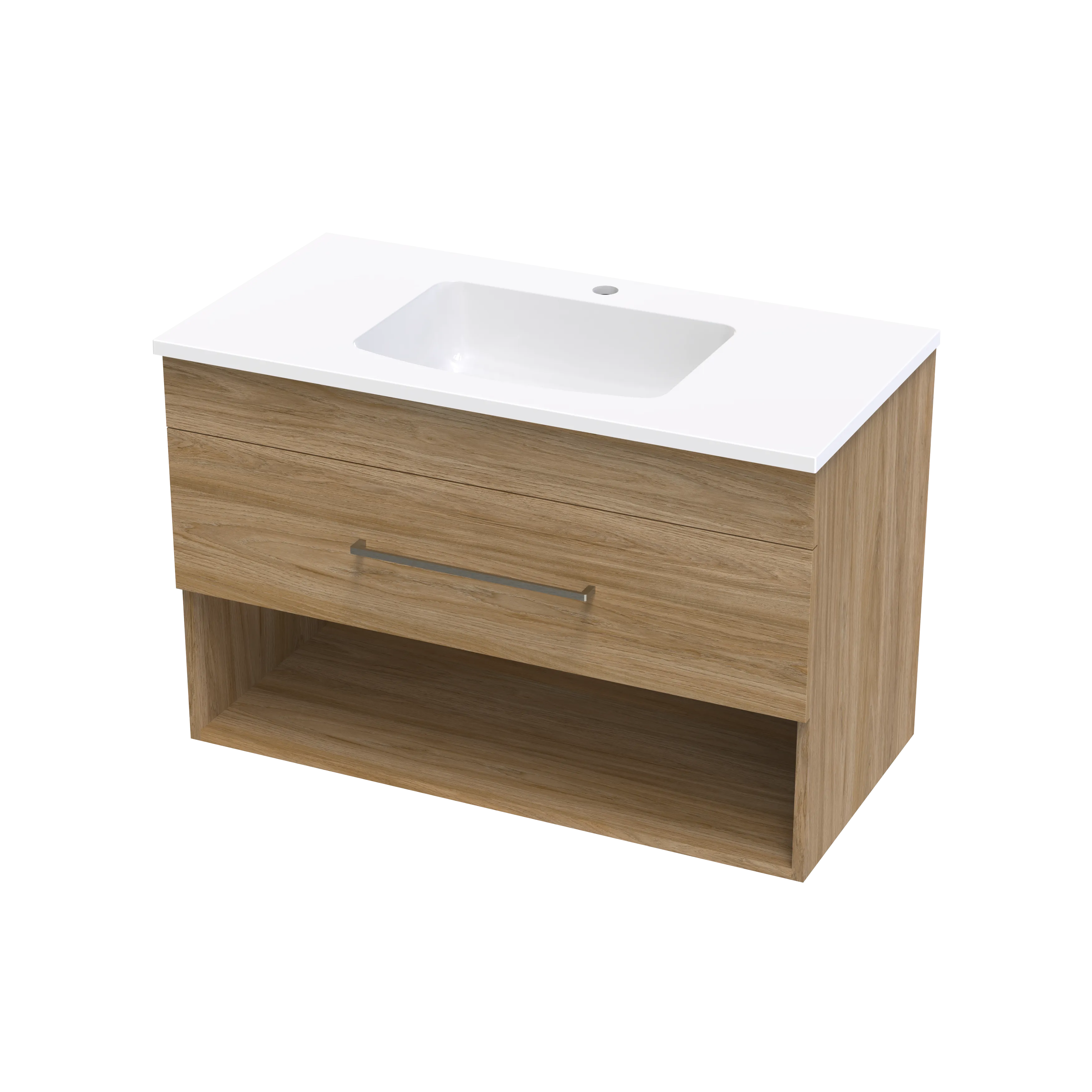 Cashmere Grove 900 Drawer Open Shelf Wall Vanity