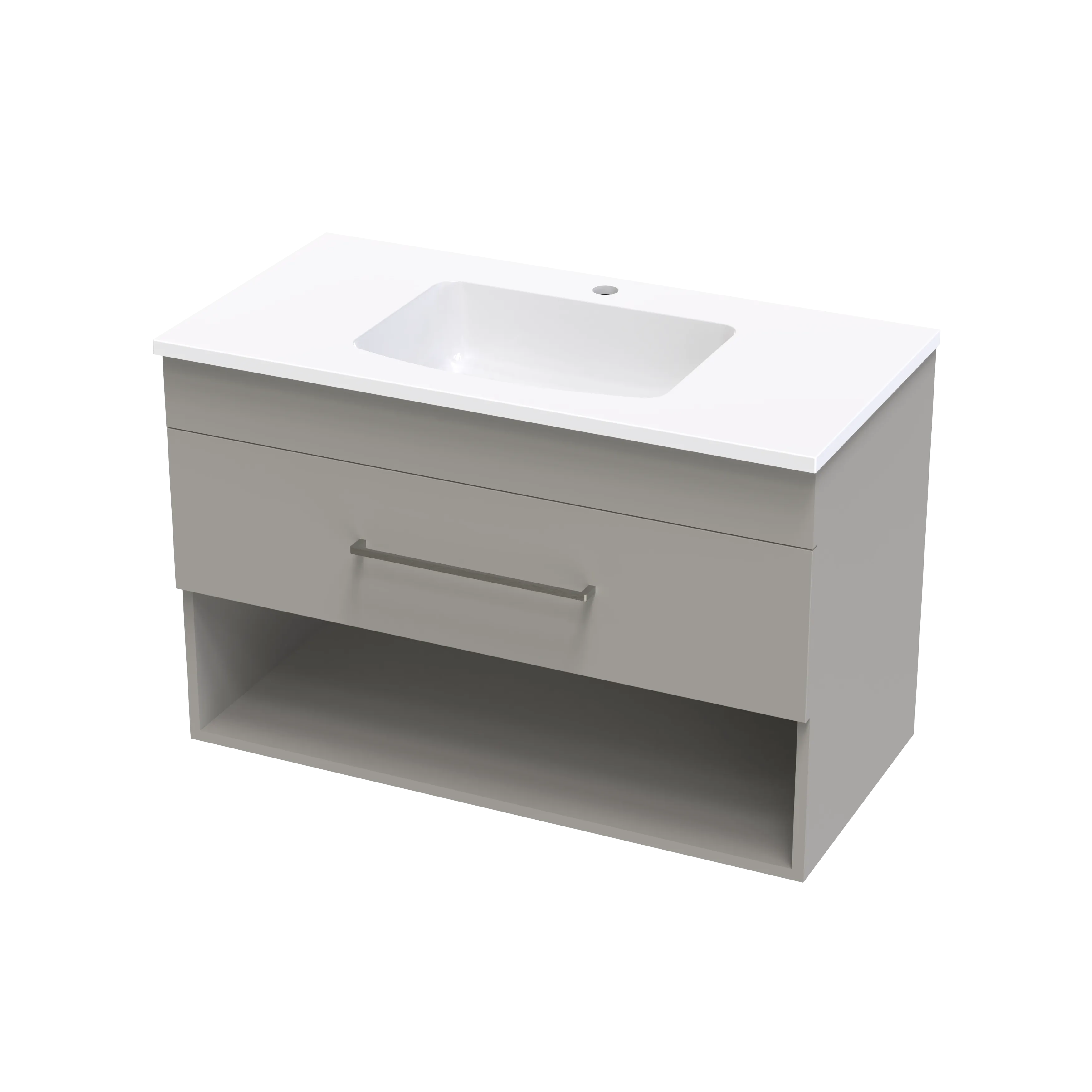 Cashmere Grove 900 Drawer Open Shelf Wall Vanity