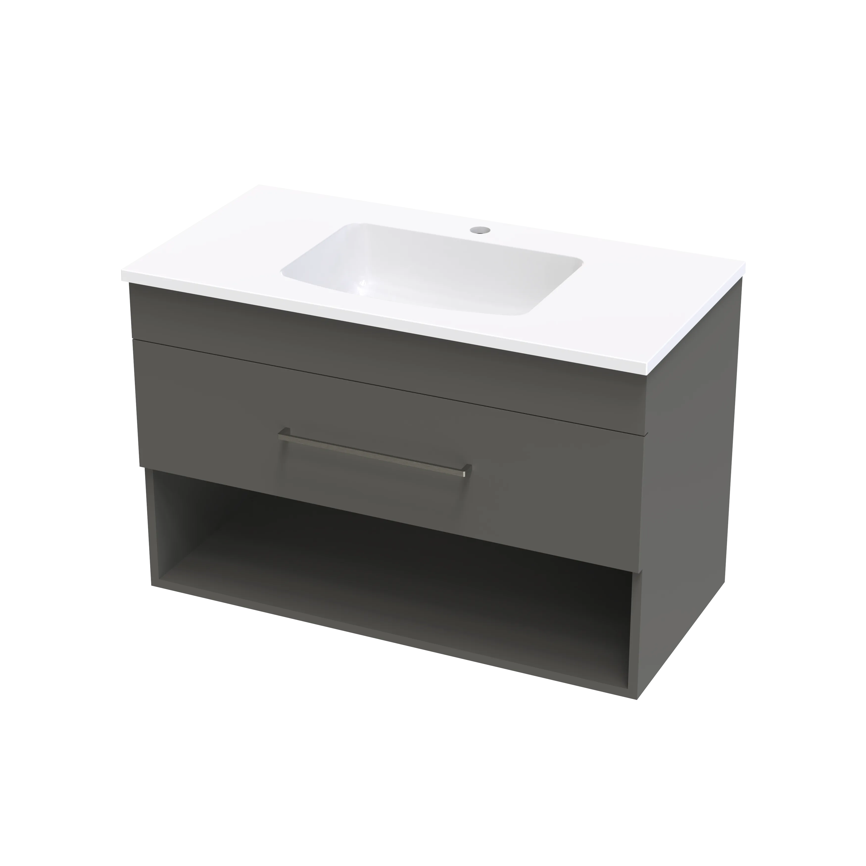Cashmere Grove 900 Drawer Open Shelf Wall Vanity