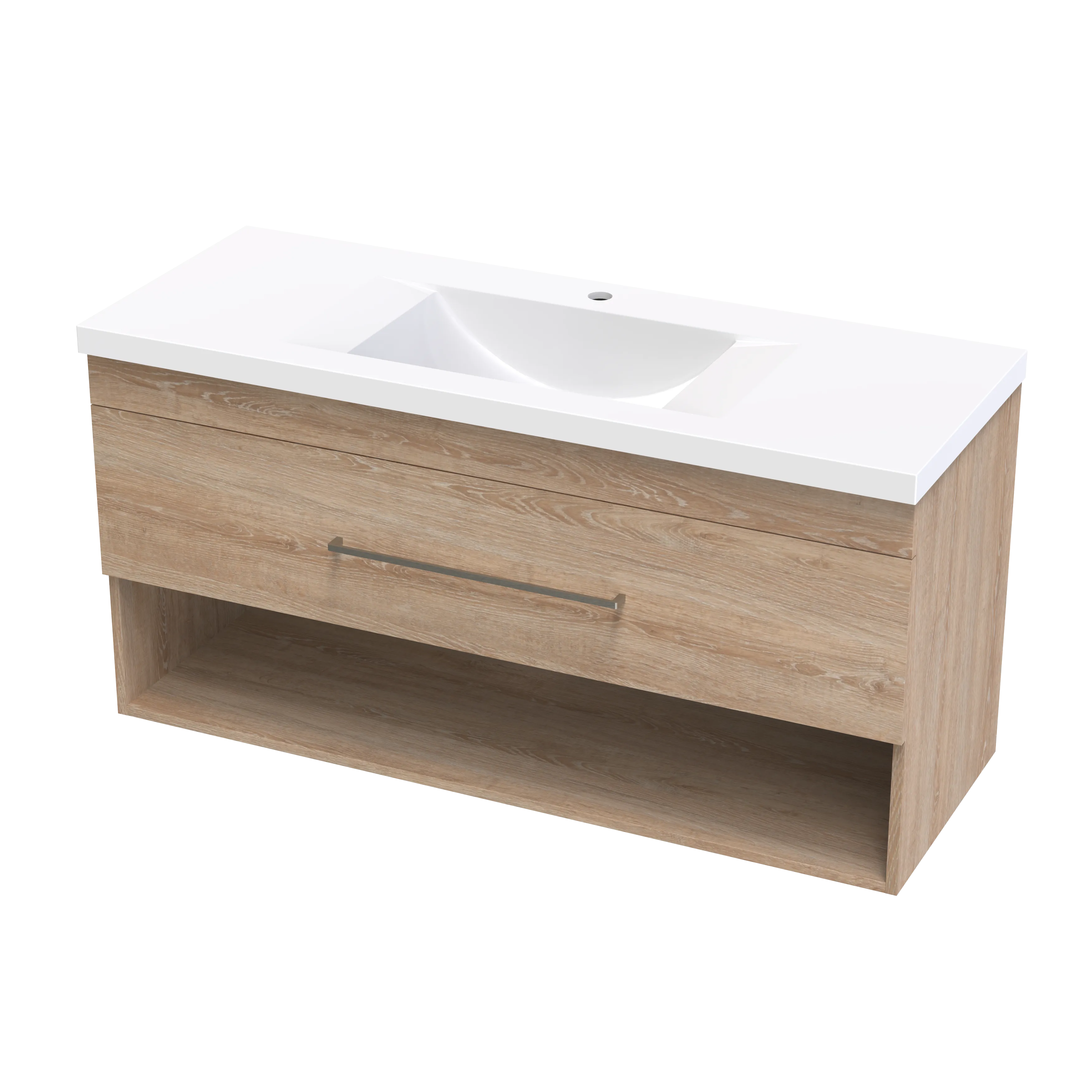 Cashmere Norfolk 1200 Drawer Open Shelf Wall Vanity