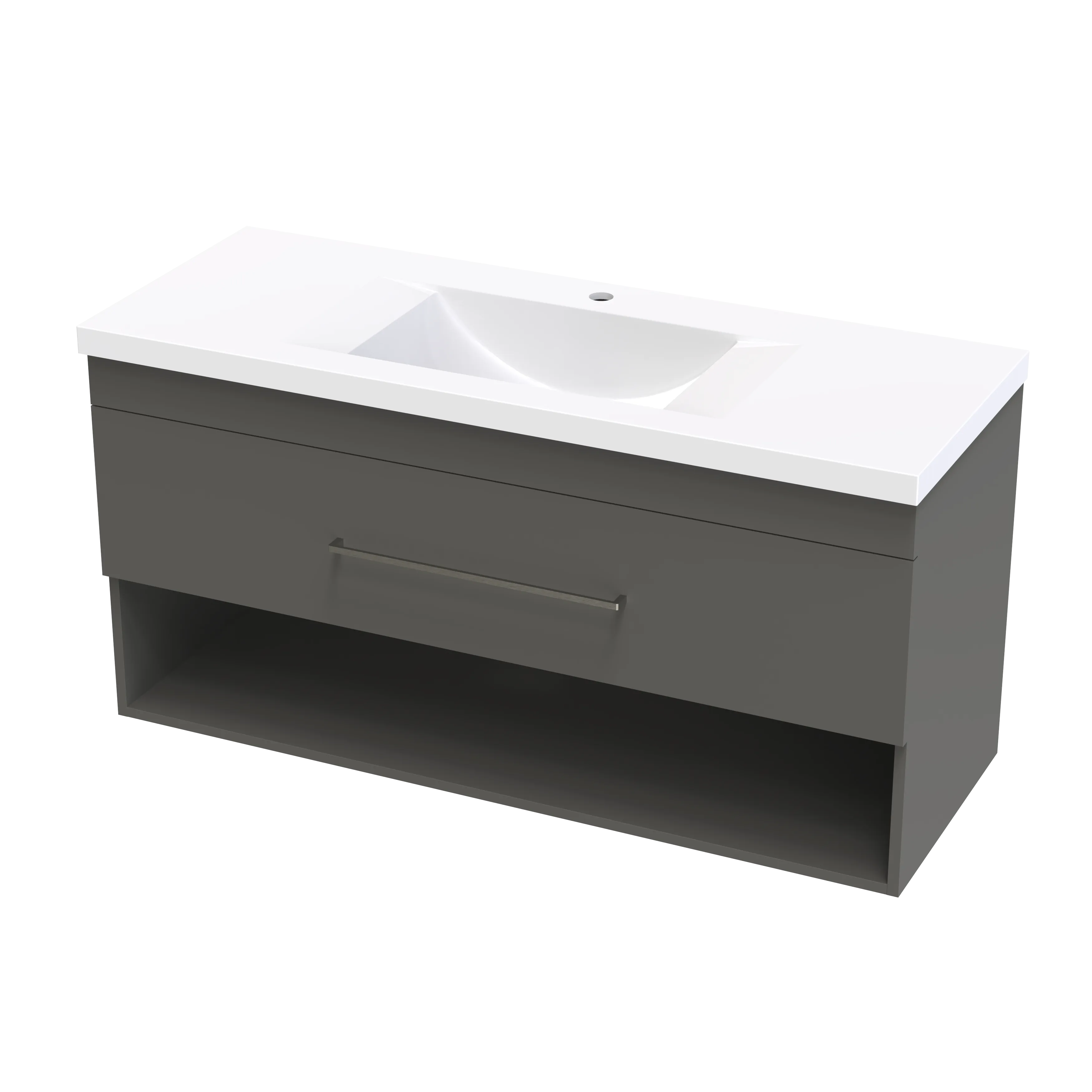 Cashmere Norfolk 1200 Drawer Open Shelf Wall Vanity